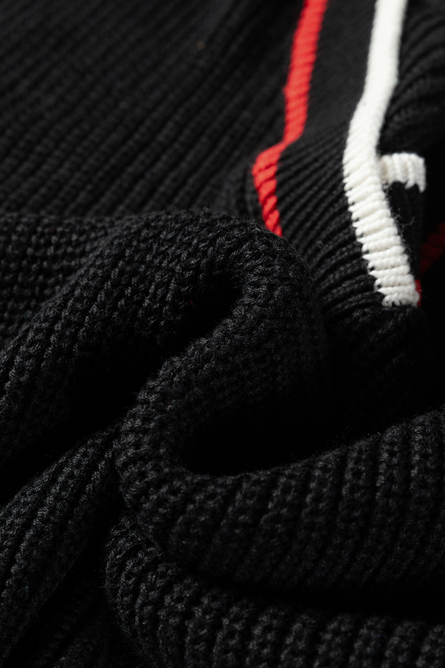 Black Contrast Striped Trim V Neck Drop Shoulder Sweater