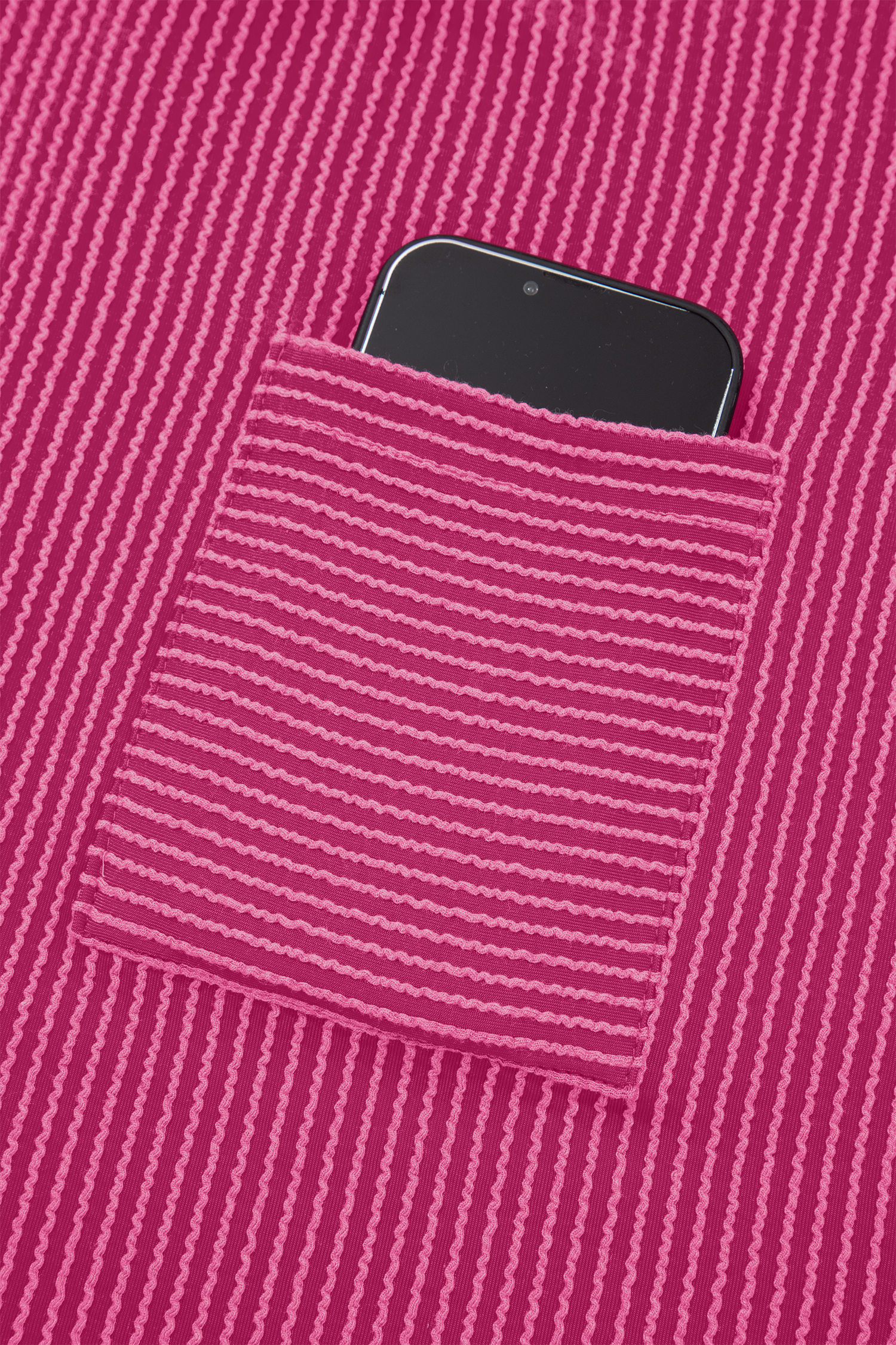 Bright Pink Striped Ribbed Knit T-shirt Shift Dress