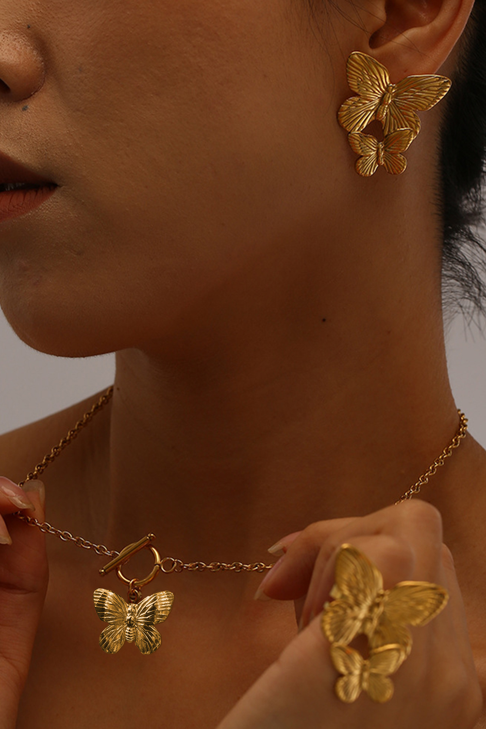 Gold Butterfly Pendant Plated Alloy Necklace