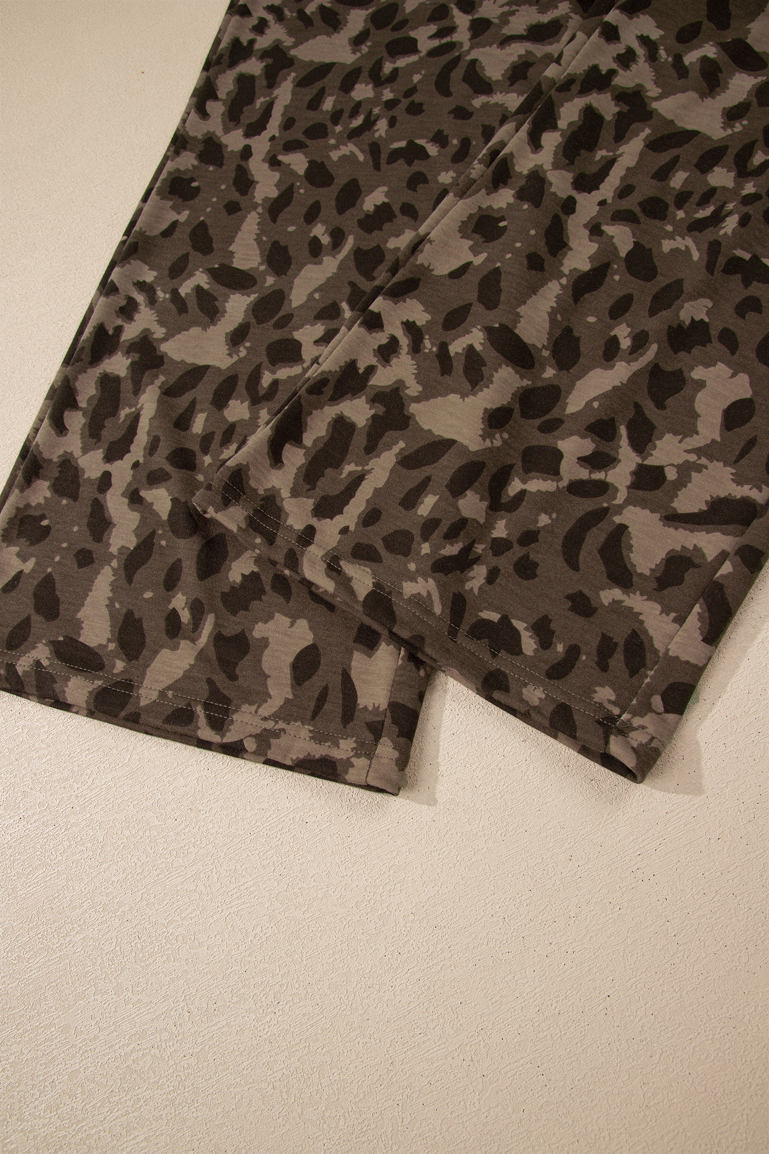 Brown Leopard Loose Tee Drawstring Waist Barrel Pants Set