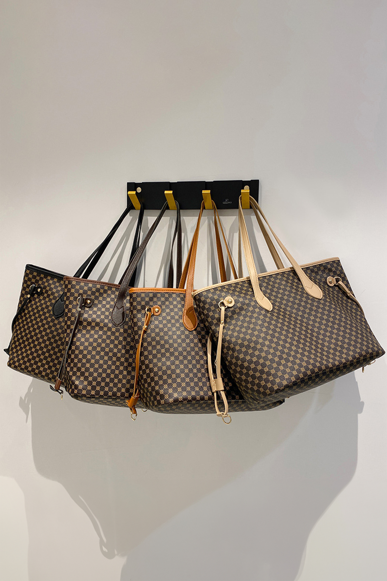 Coffee Luxury Fashion Print PU Leather Versatile One Shoulder Tote Bag