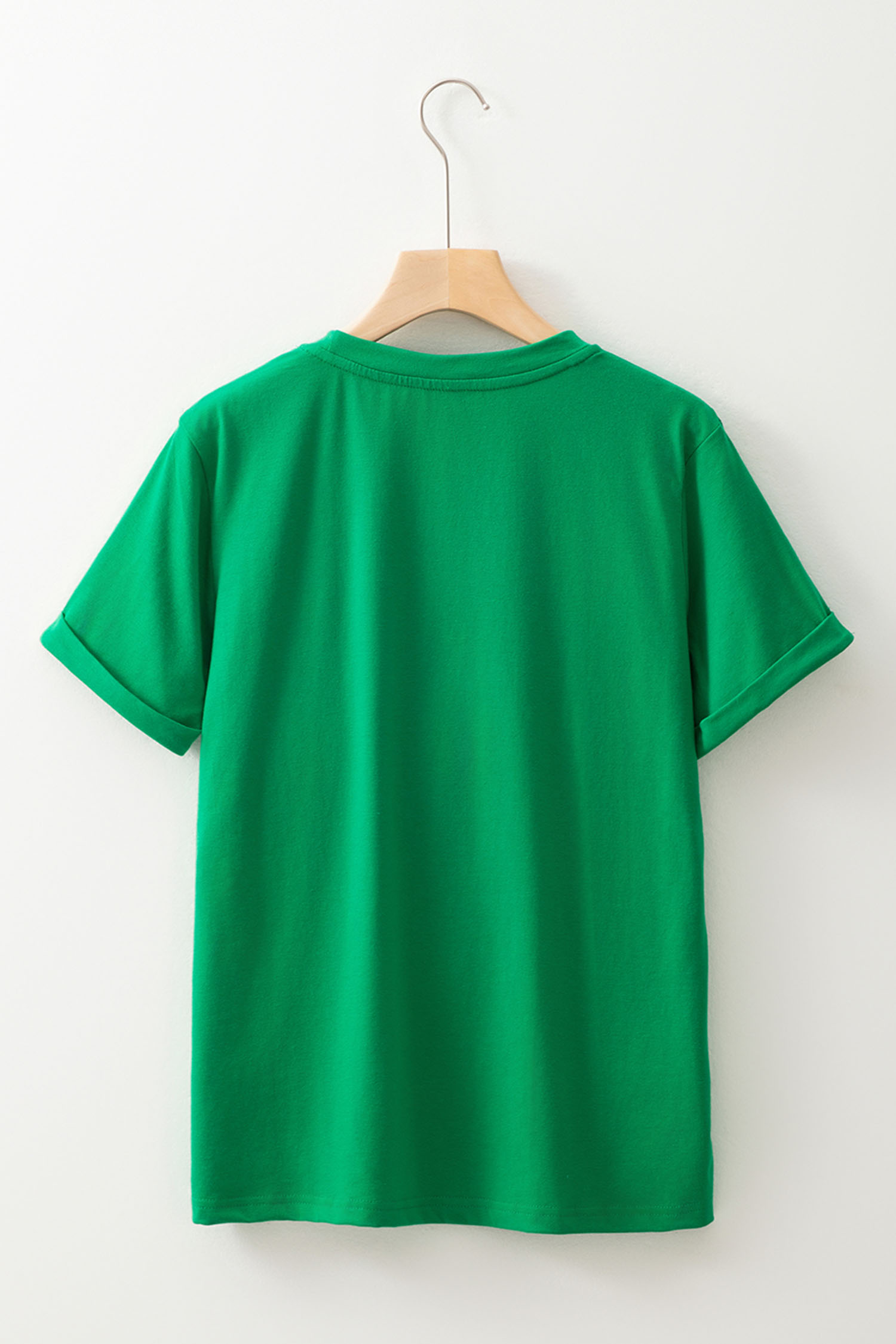 Bright Green Sequin Mardi Gras Crown Rolled Sleeve T Shirt