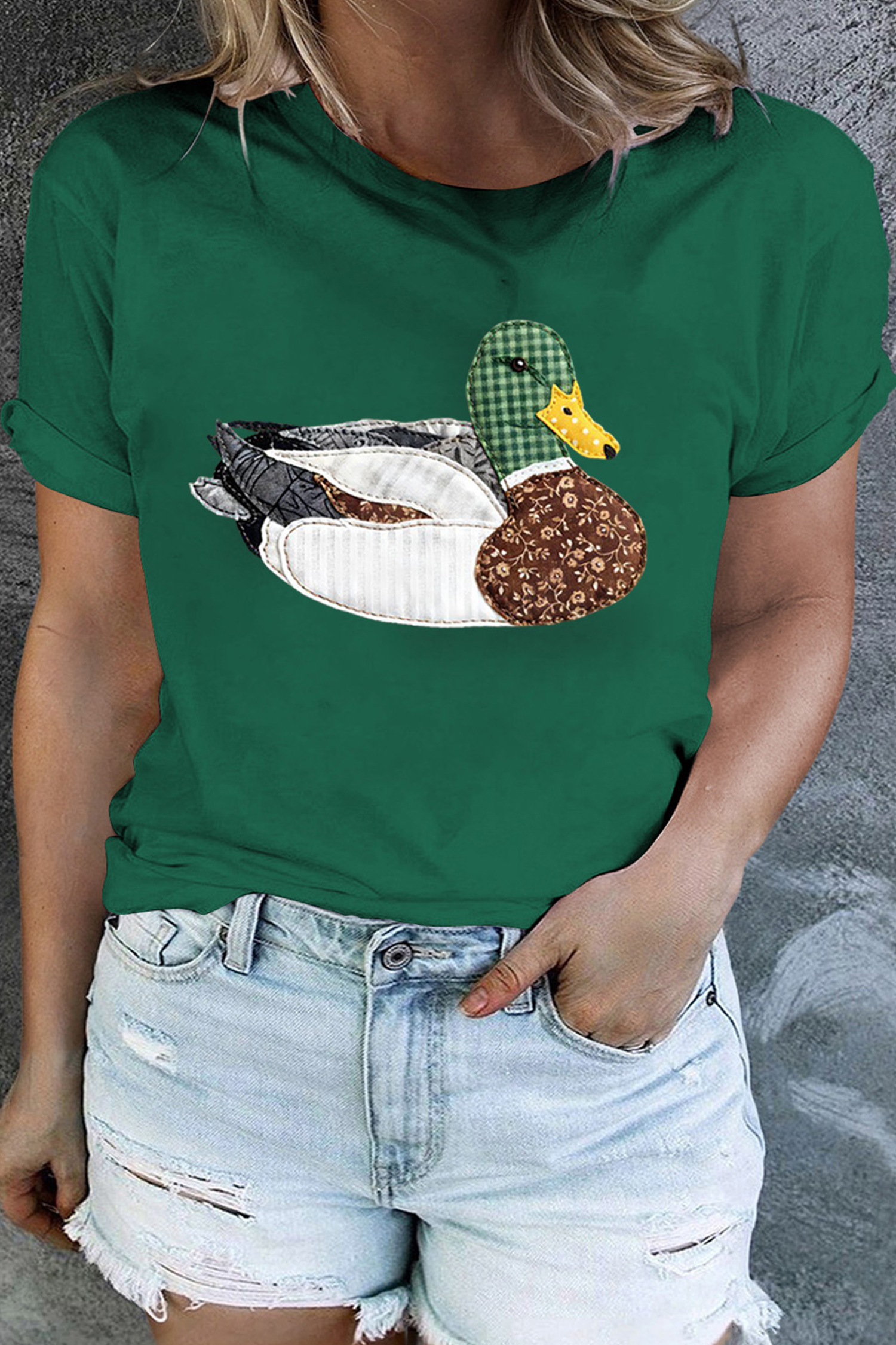 Khaki Flying Mallard Print Crew Neck T Shirt
