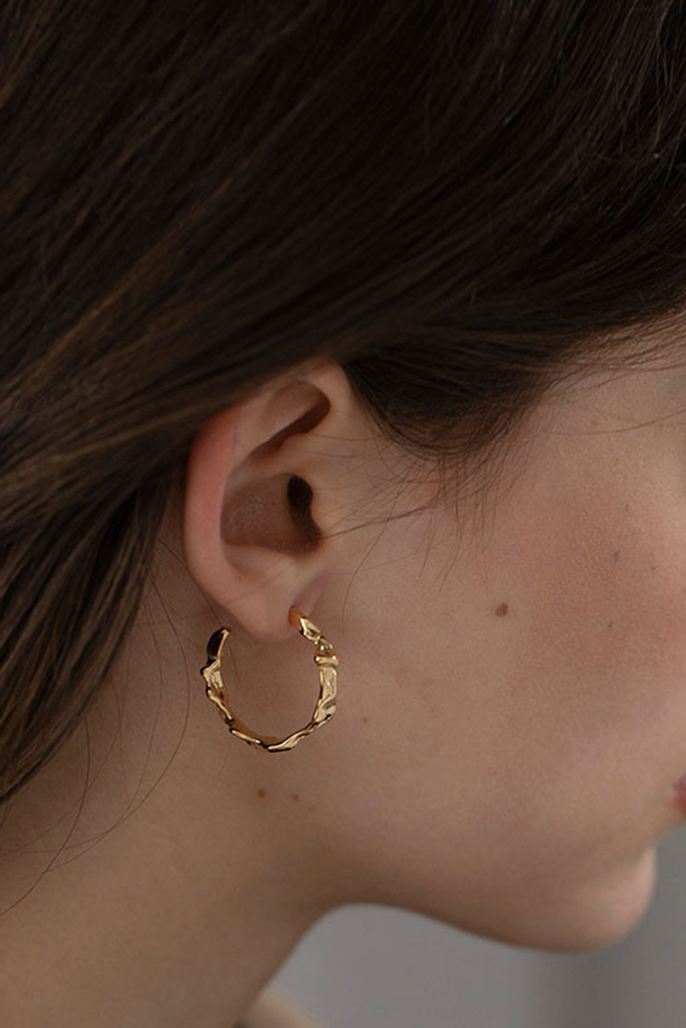 Gold Wrinkled Plated Alloy Hoop Earrings