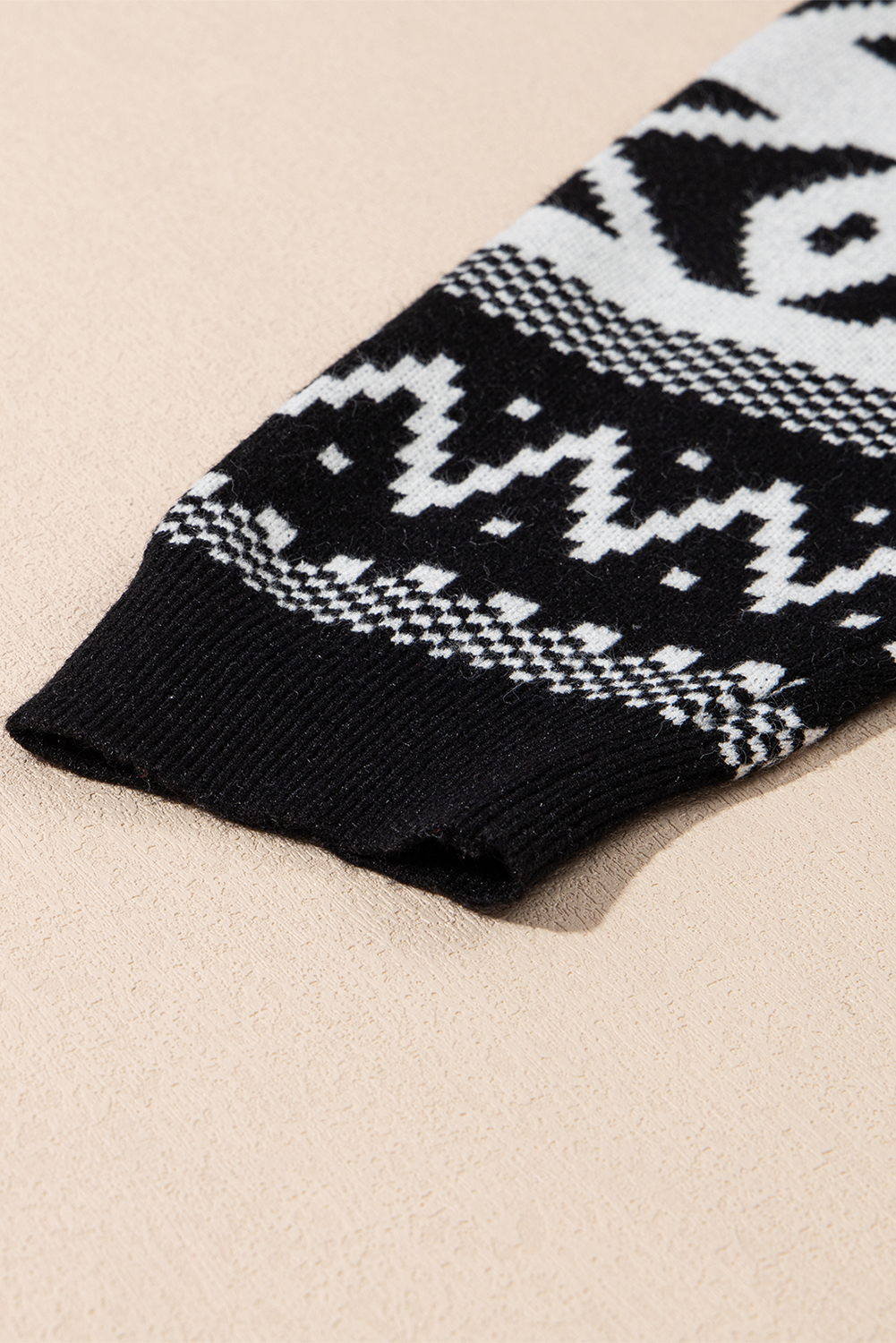 Brown Abstract Print Pullover Sweater