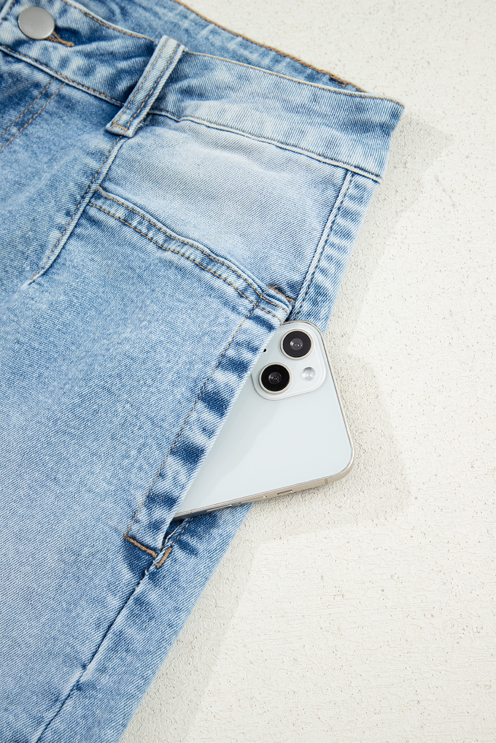 Beau Blue Flower Patched Light Wash Cropped High Waist Jeans