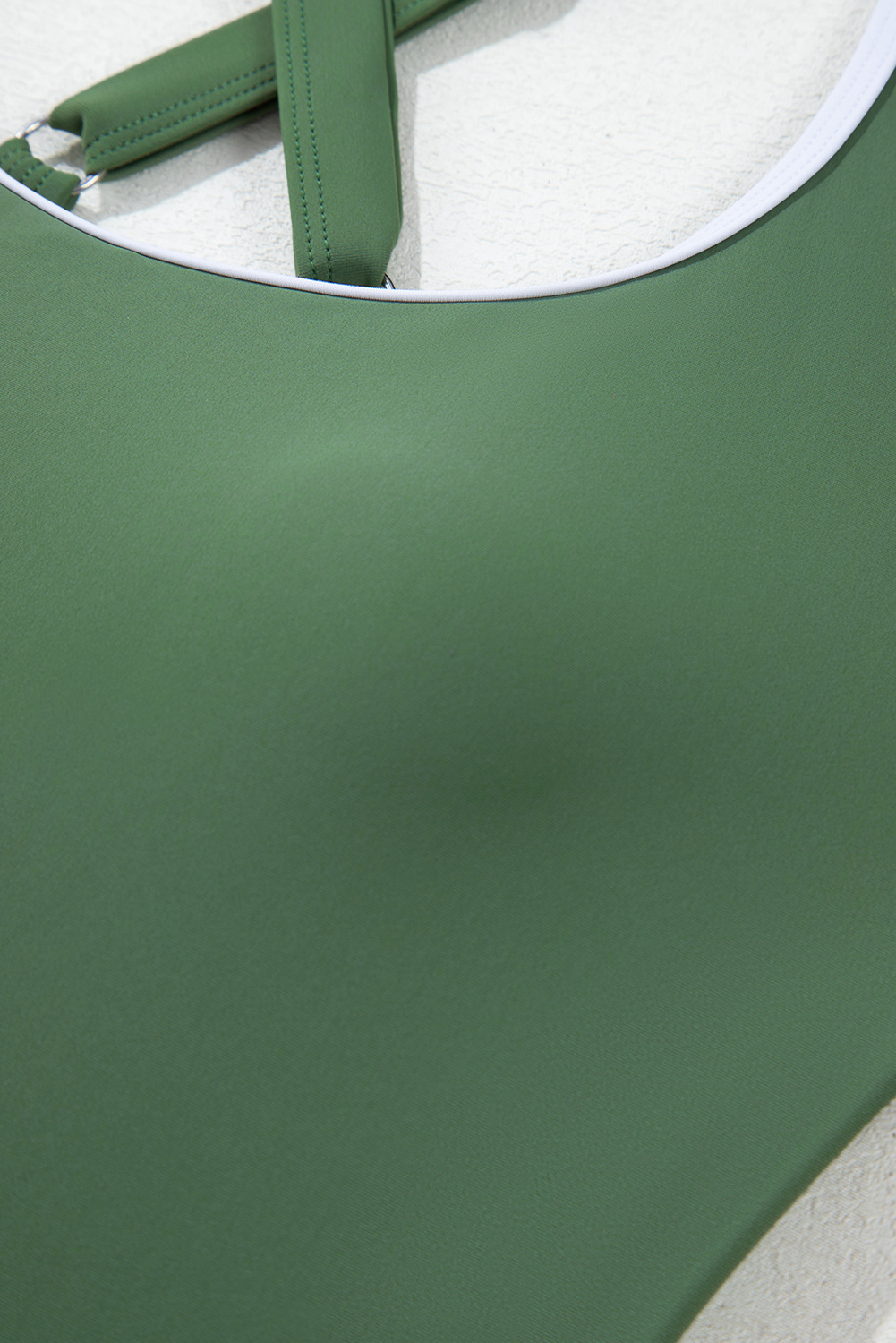 Bright Pink Contrast Edge Ruffled High Waist One Piece Swim Dress