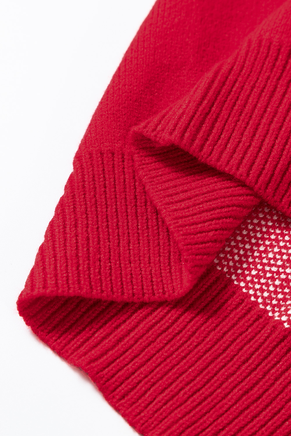 Fiery Red Merry Letter Embroidered High Neck Sweater