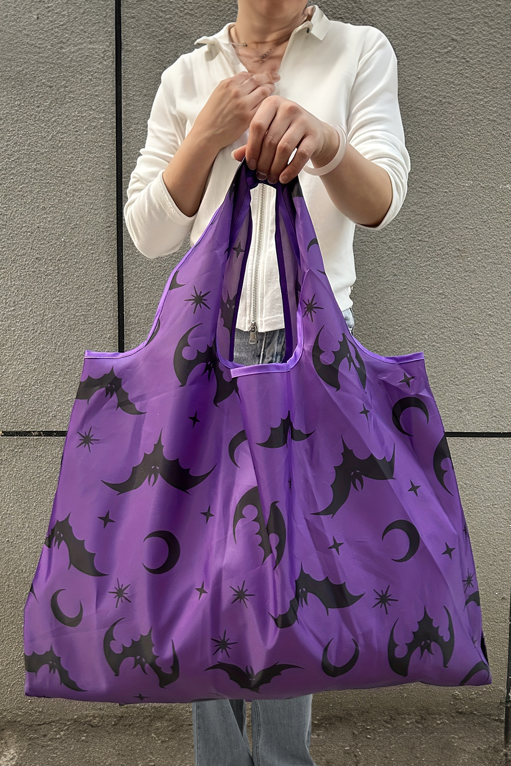 Tillandsia Purple Goth Halloween Oxford Cloth Large Capacity Foldable Tote Bag