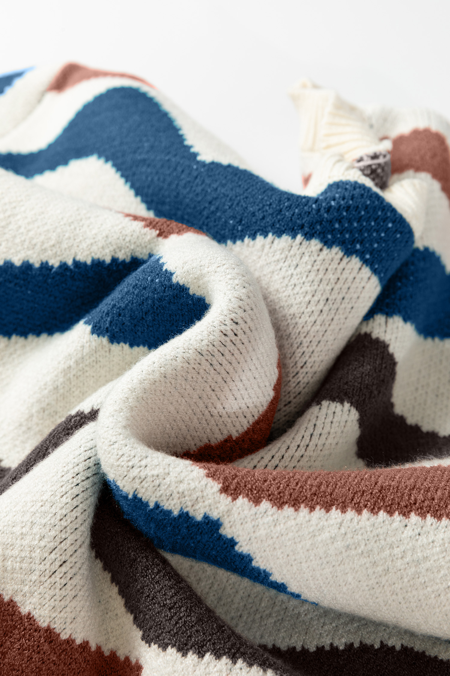 Multicolour Retro Wave Print Western Sweater