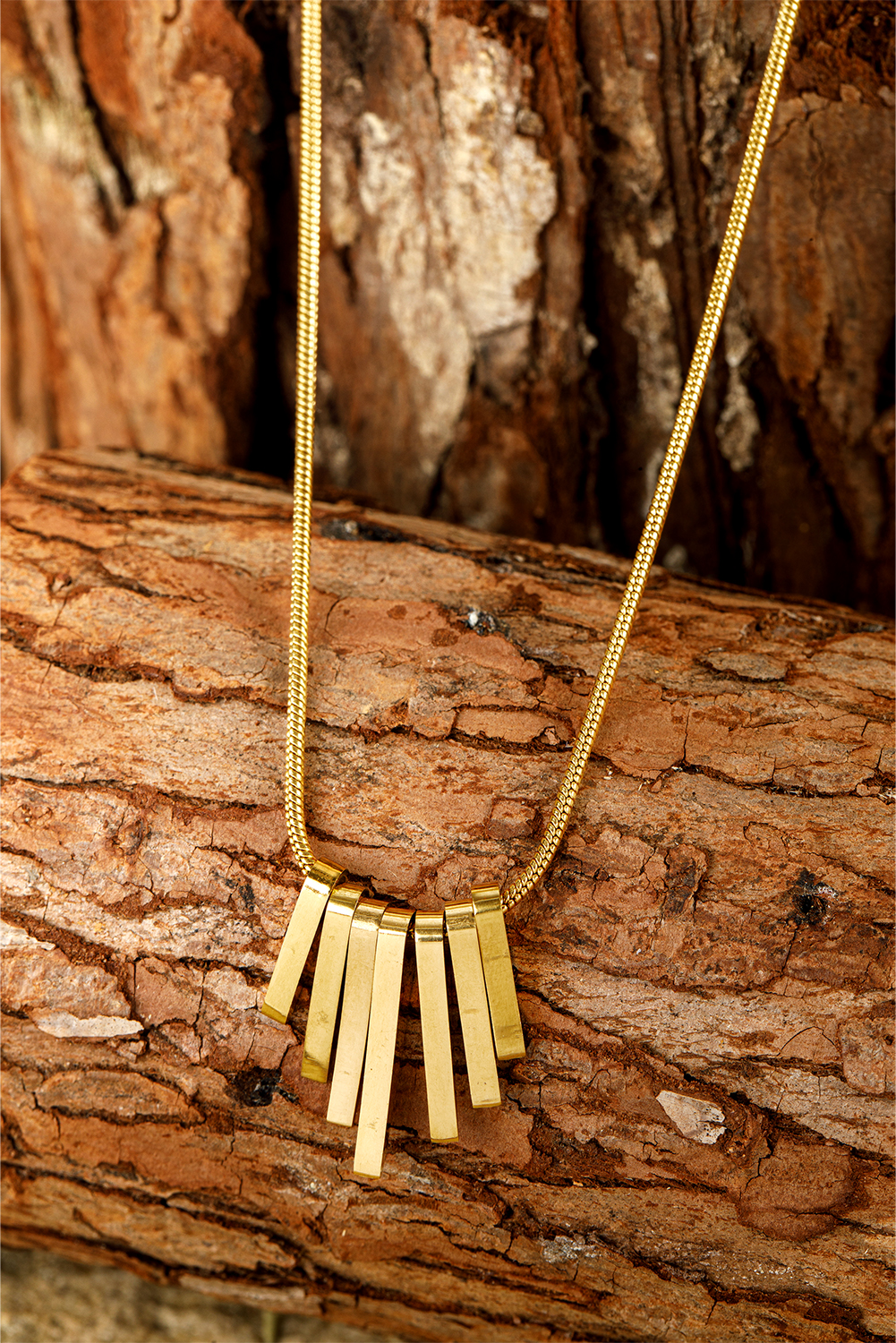 Gold Asymmetric Bar Pendant Plated Alloy Necklace