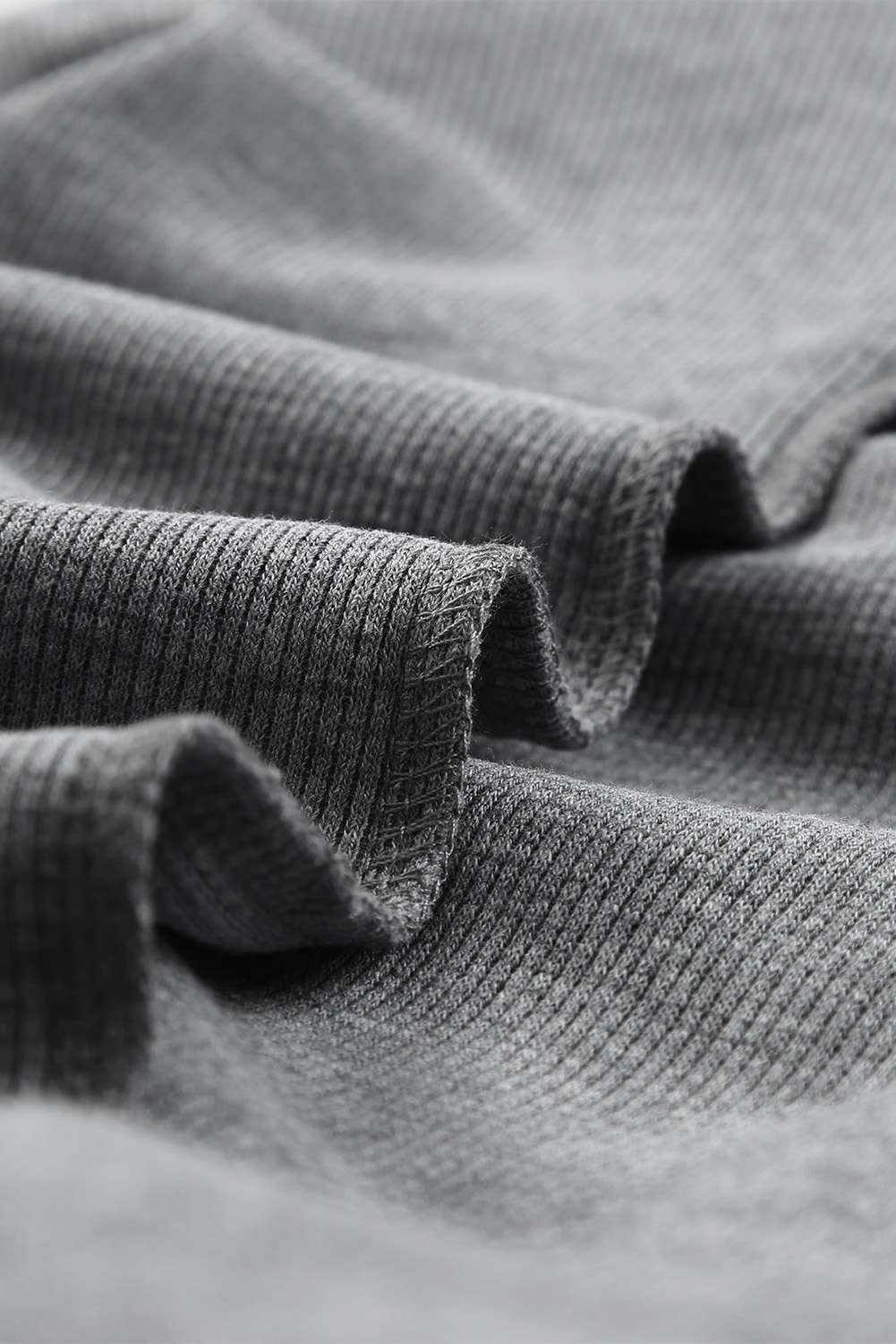 Black Waffle Knit Henley Top