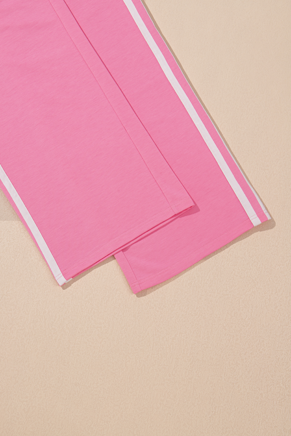 Sachet Pink Varsity Stripe Detail Casual Tee and Pants Leisure 2pcs Set