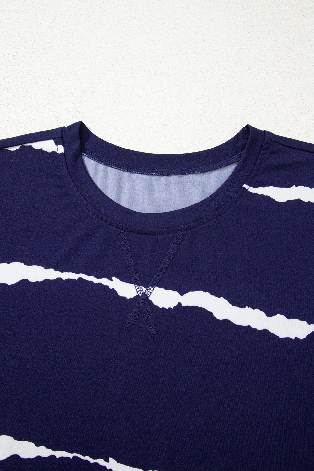 Blue Tie-dye Stripe Casual T-Shirt