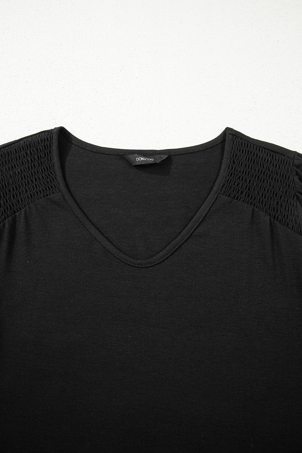 Beige Shirred Shoulder Frilled Cuffs Long Sleeve Top