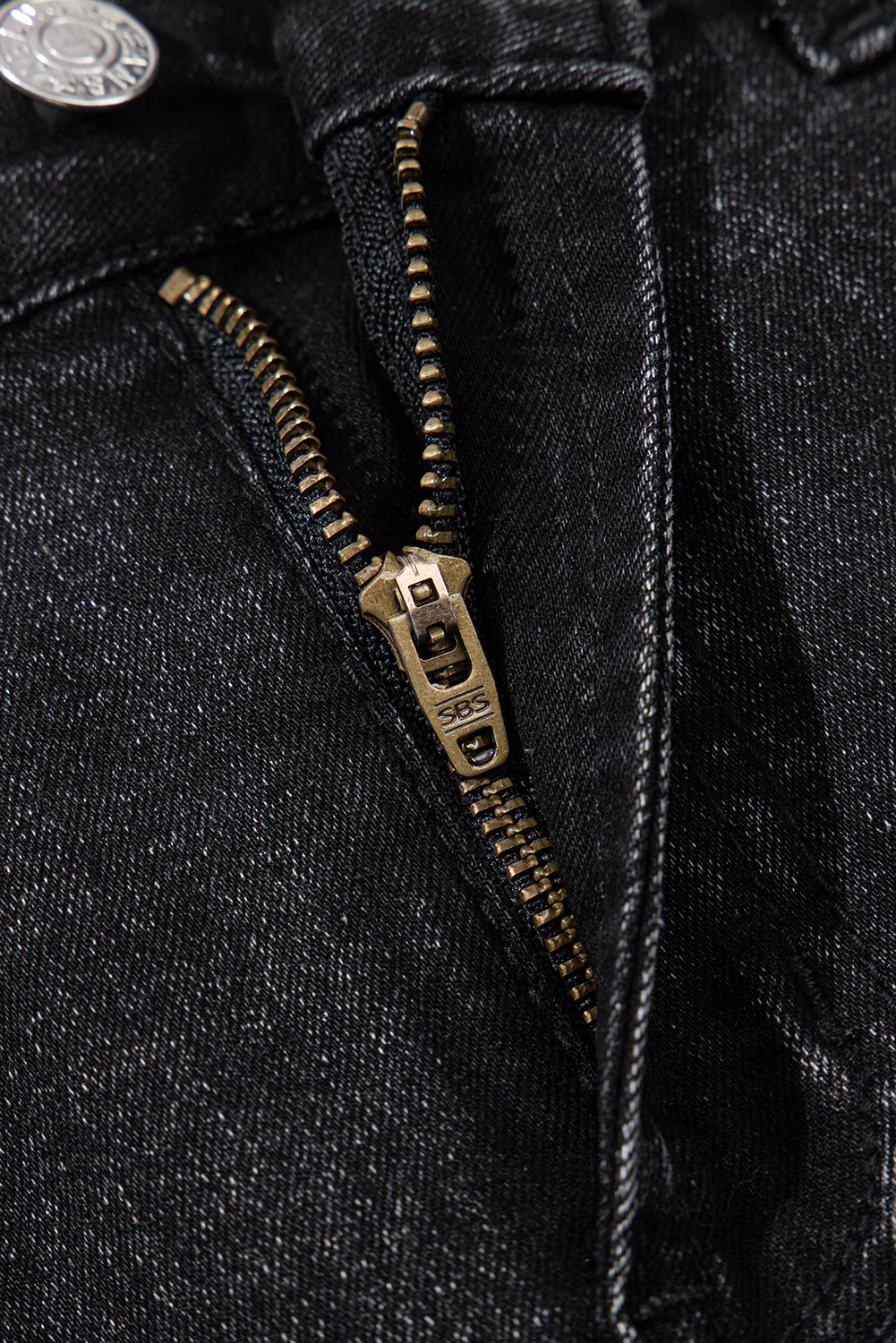 Carbon Grey Mineral Wash Ripped Raw Hem Denim Mini Skirt