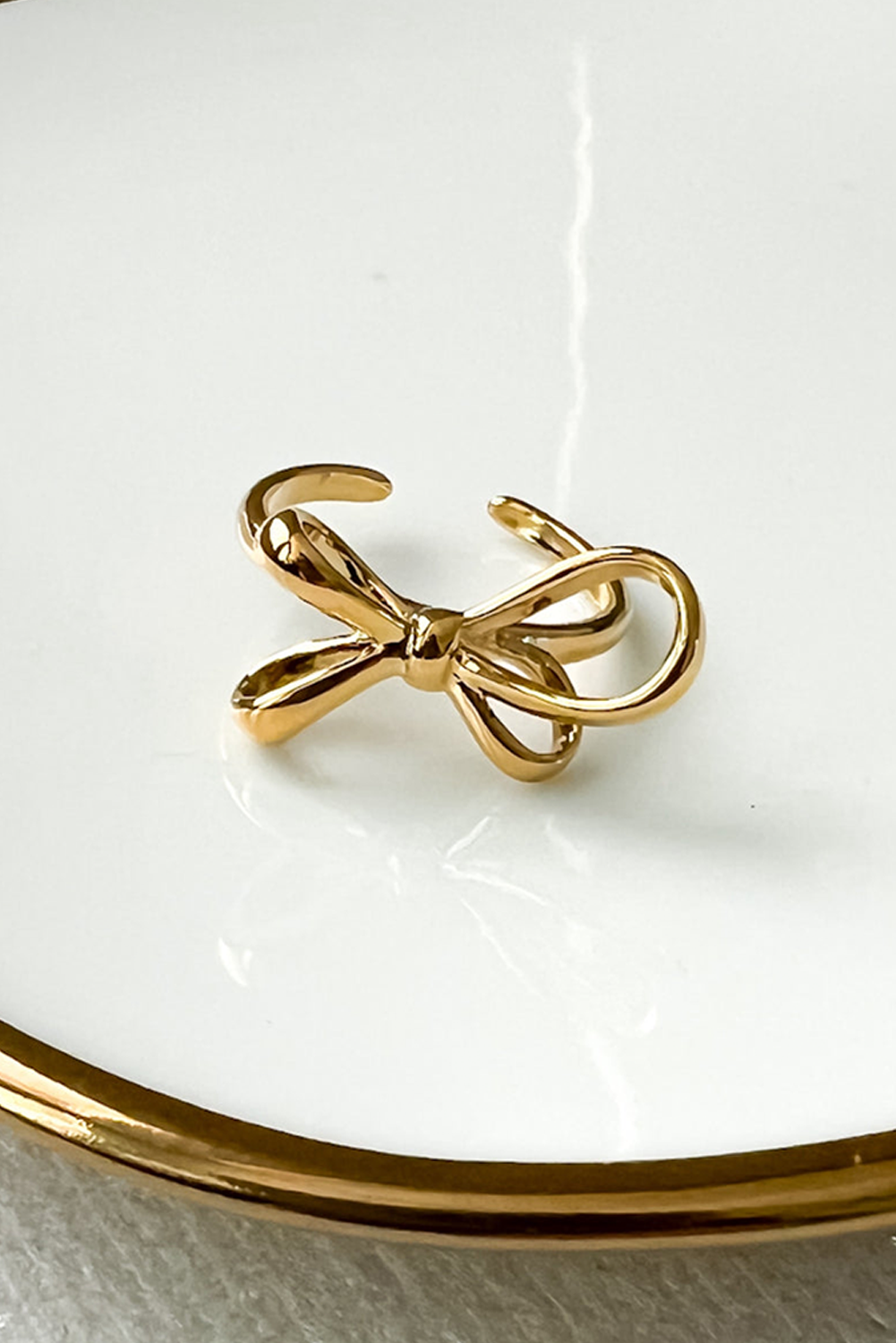 Gold Plated Alloy Half Open Bow Ring