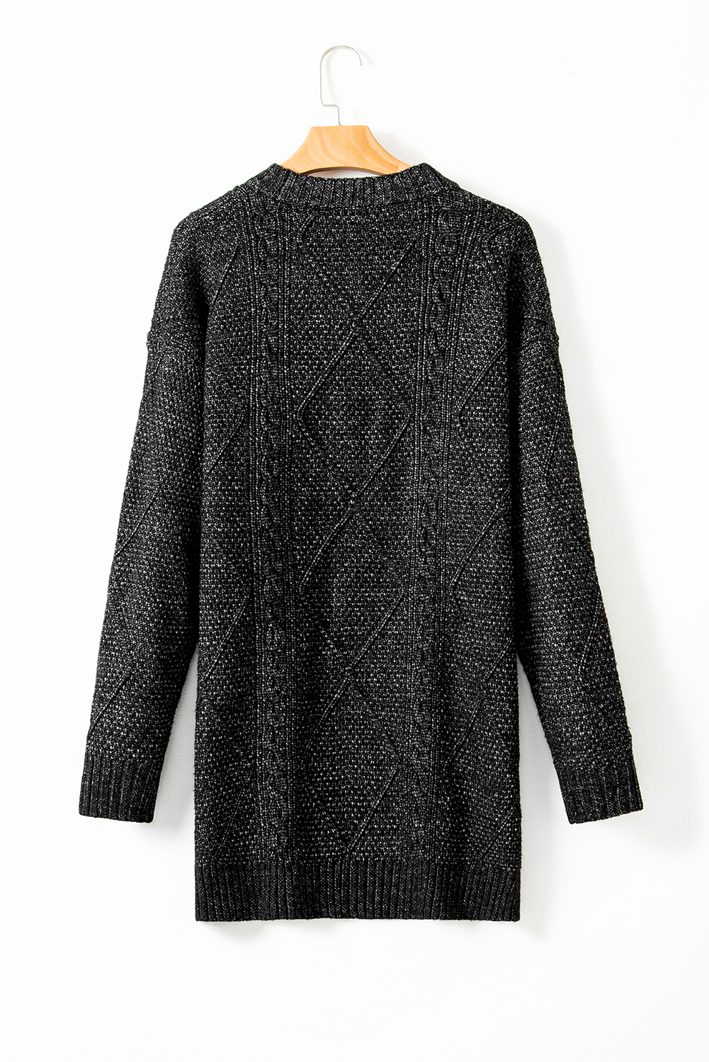 Parchment Cable Knit Drop Shoulder Loose Fit Sweater Dress
