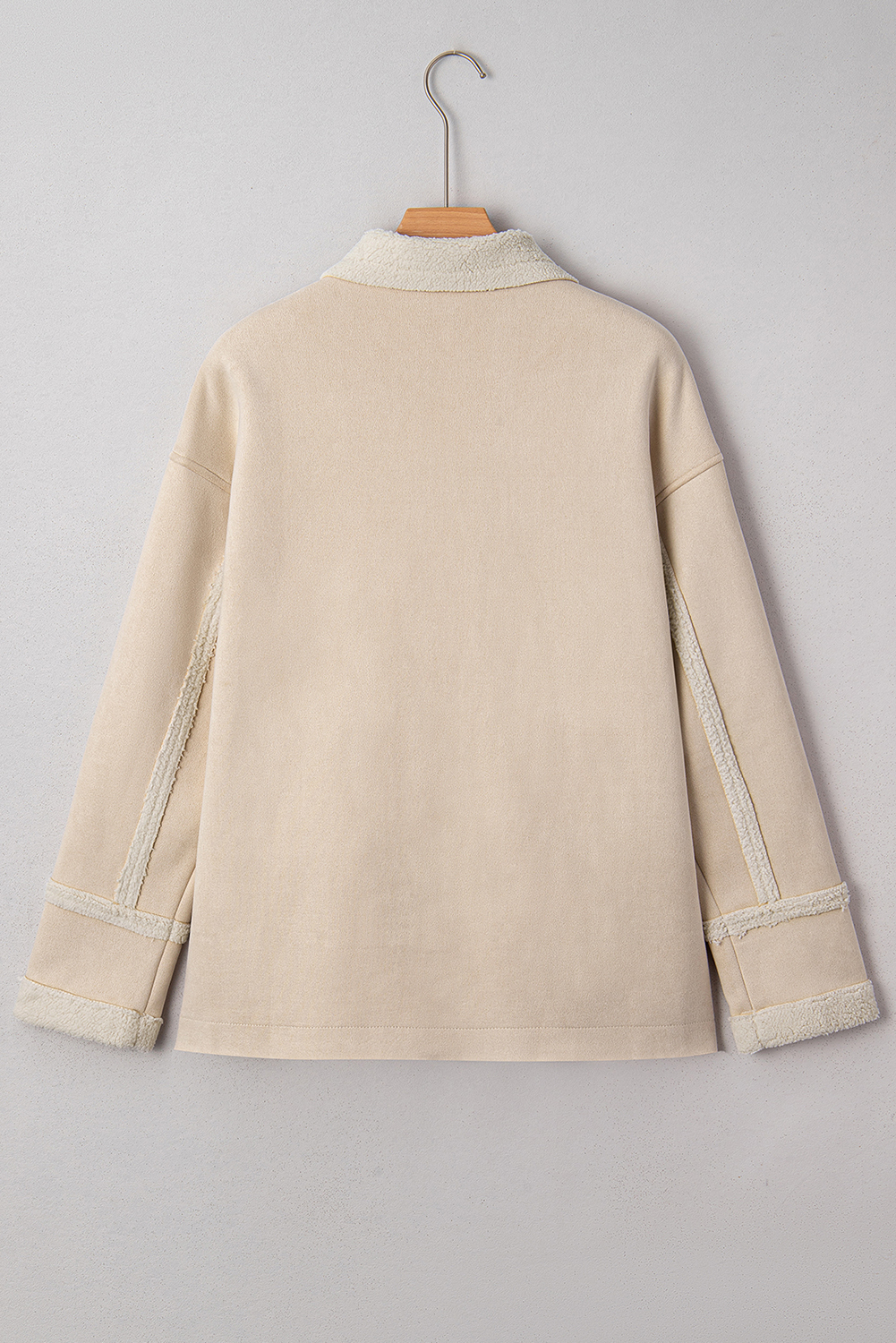 Parchment Suede Sherpa Lined Western Loose Jacket