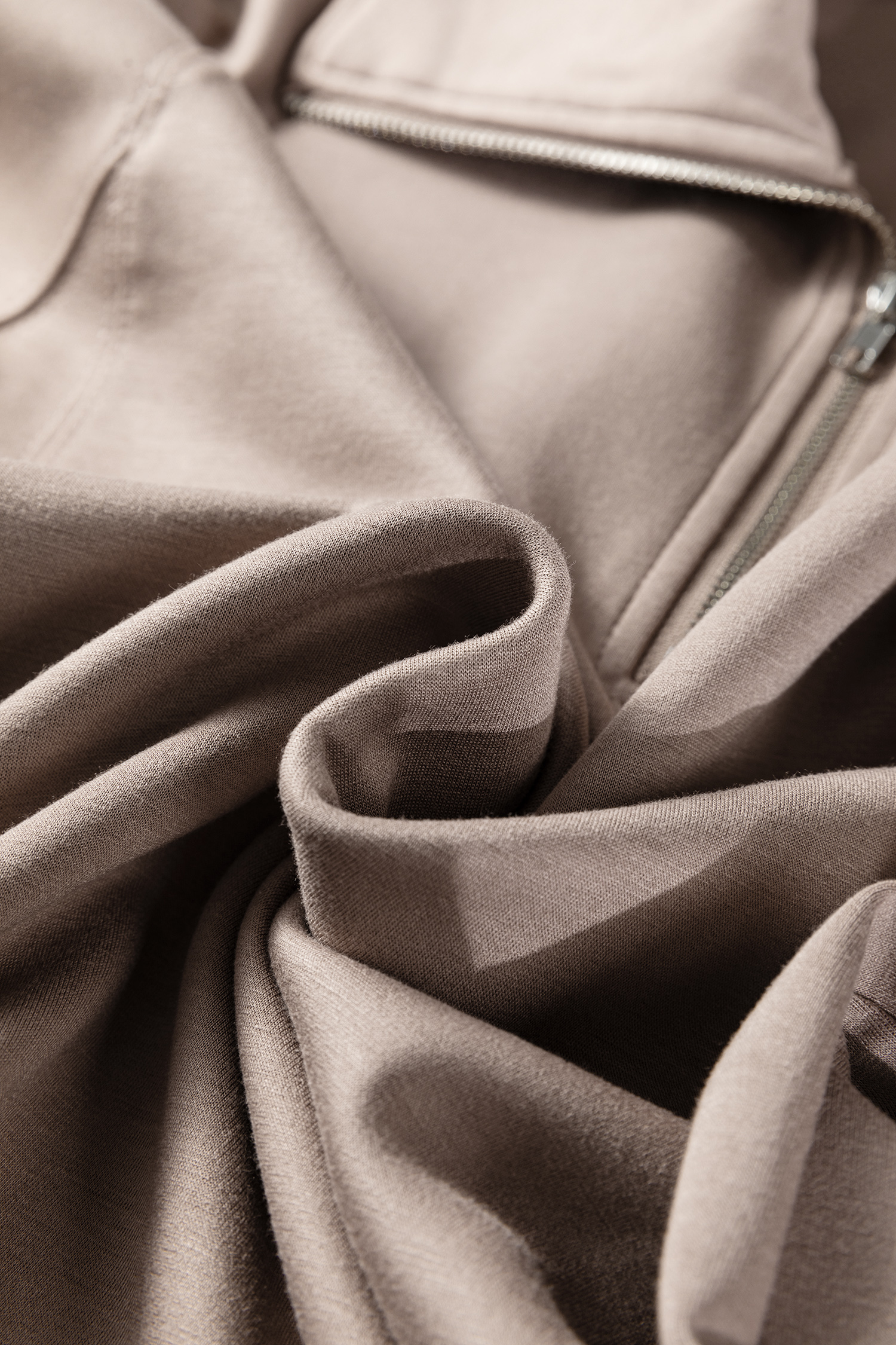 Black Zip Collar Long Sleeve Top Drawstring Pants Set