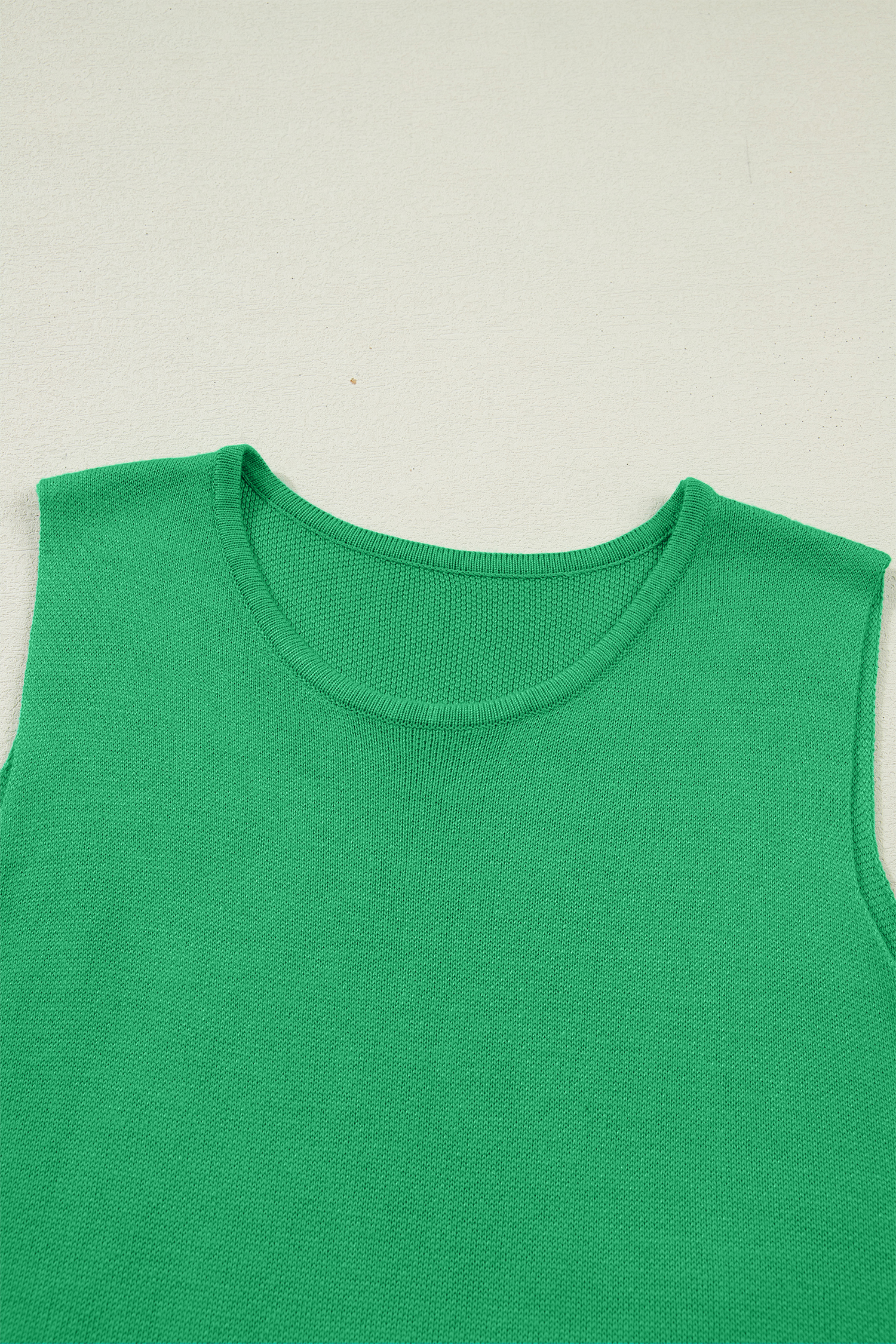 Bright Green Side Button Round Neck Knit Sleeveless Sweater