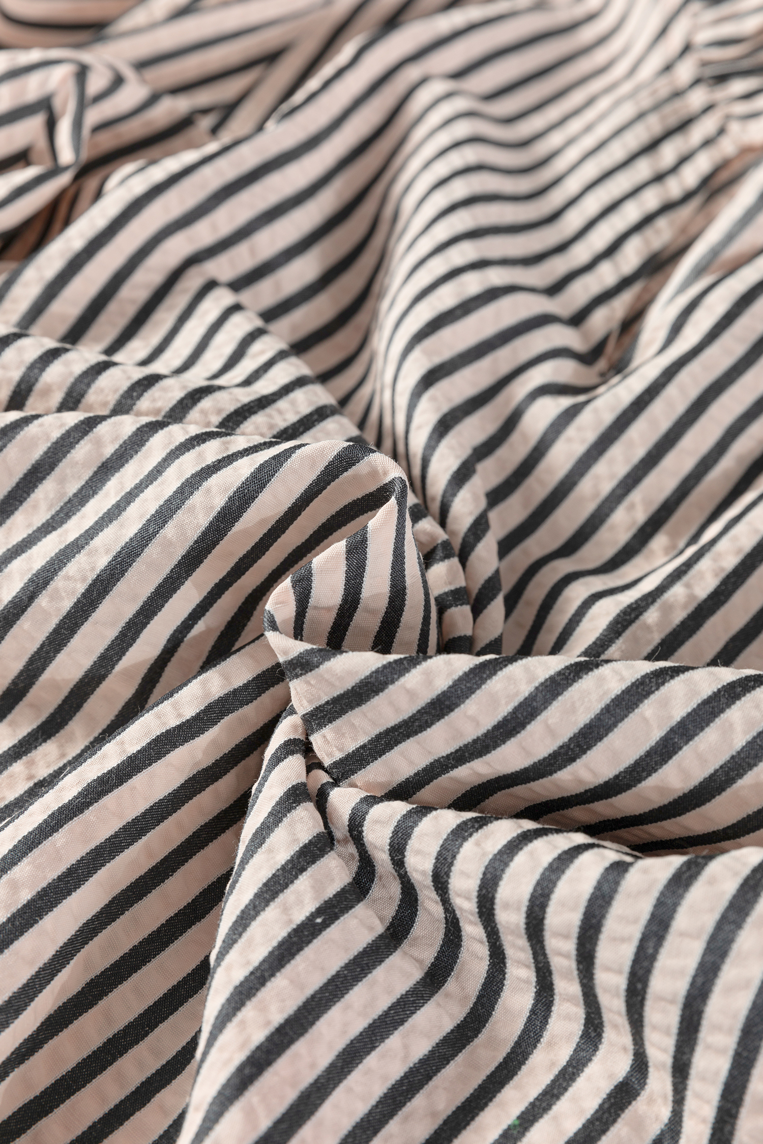 Black Stripe Knotted Cuff Long Sleeve V Neck Blouse