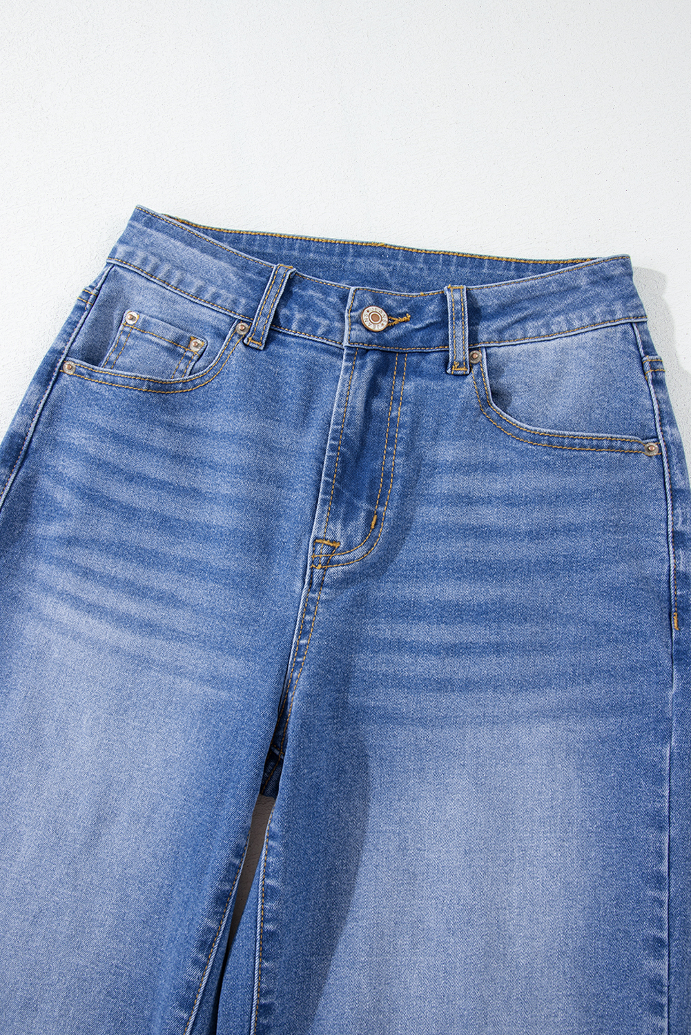 Real Teal Raw Hem Unique Cuffs Straight High Rise Loose Jeans