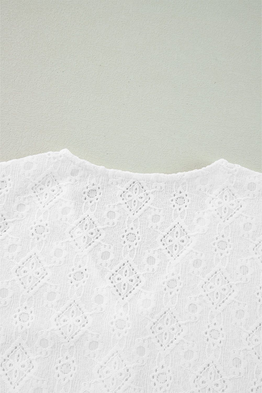 White Lace Puff Sleeve V Neck Button Up Shirt