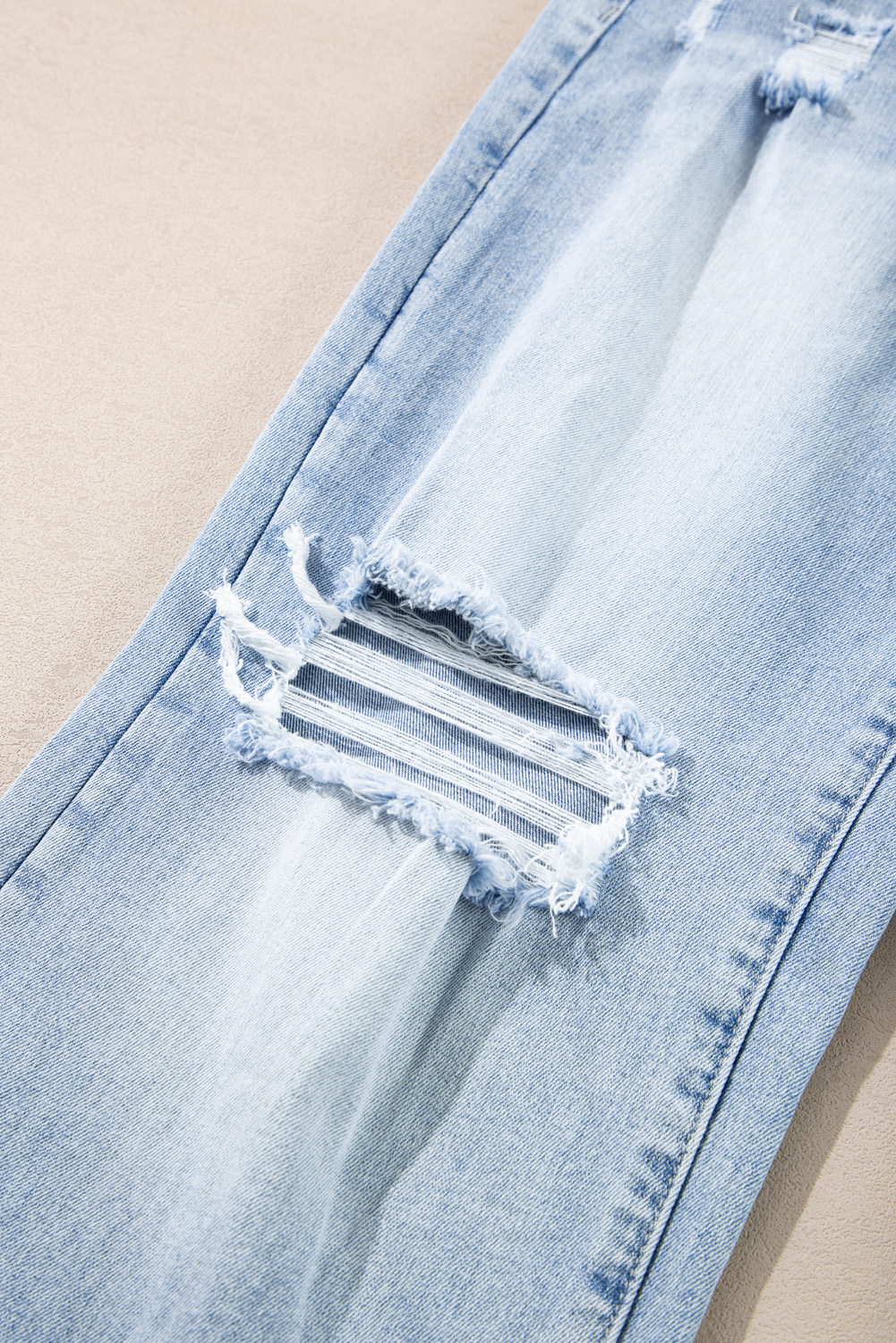 Beau Blue Light Wash Distressed Straight Jeans