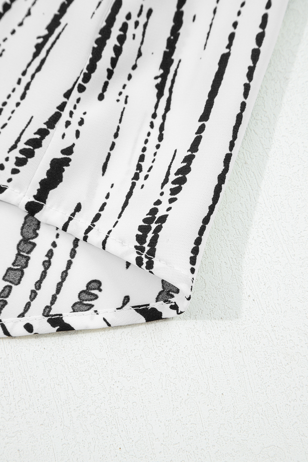 White Abstract Printed V Neck Fall Blouse