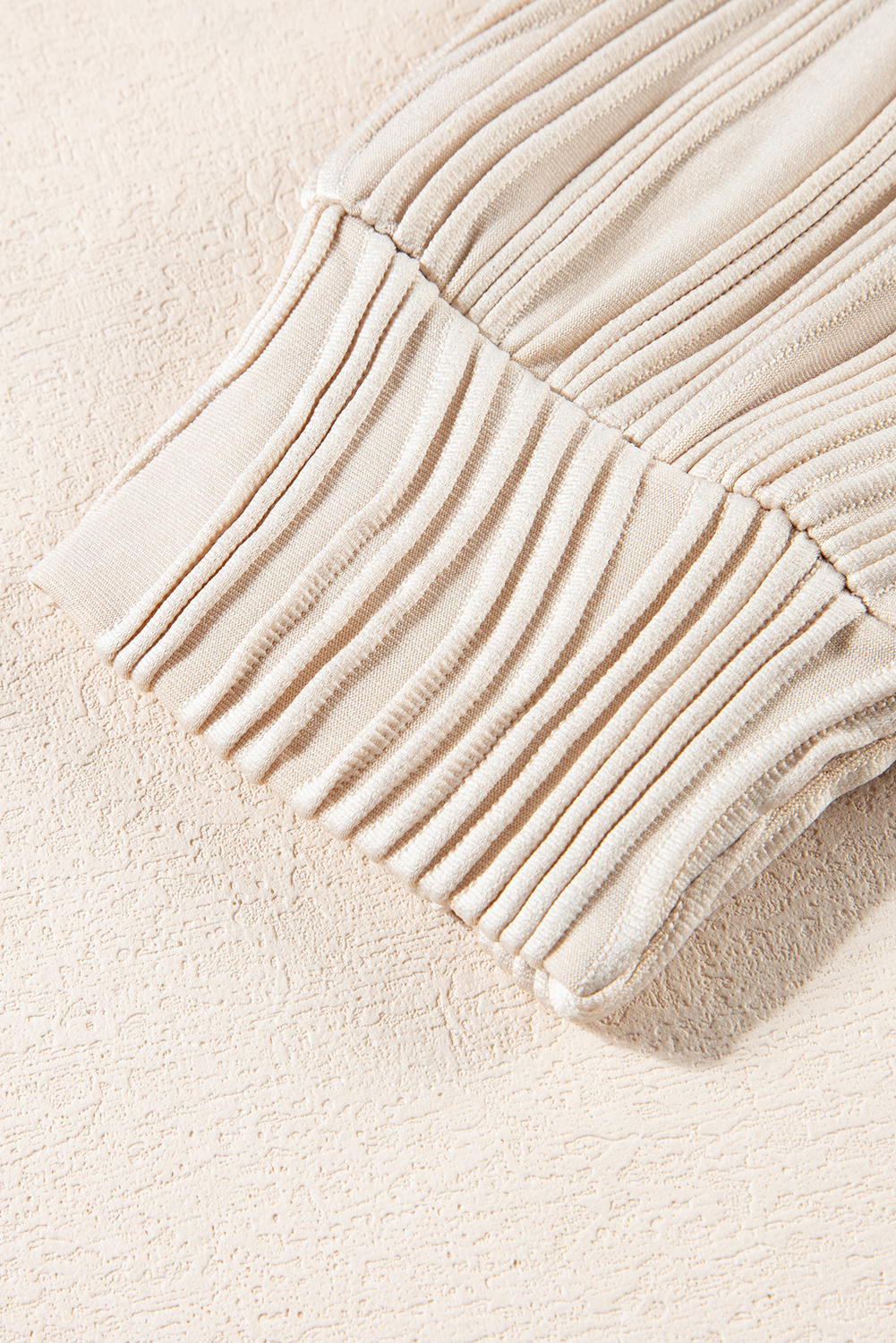 White Wavy Textured Mock Neck Cap Sleeve Top