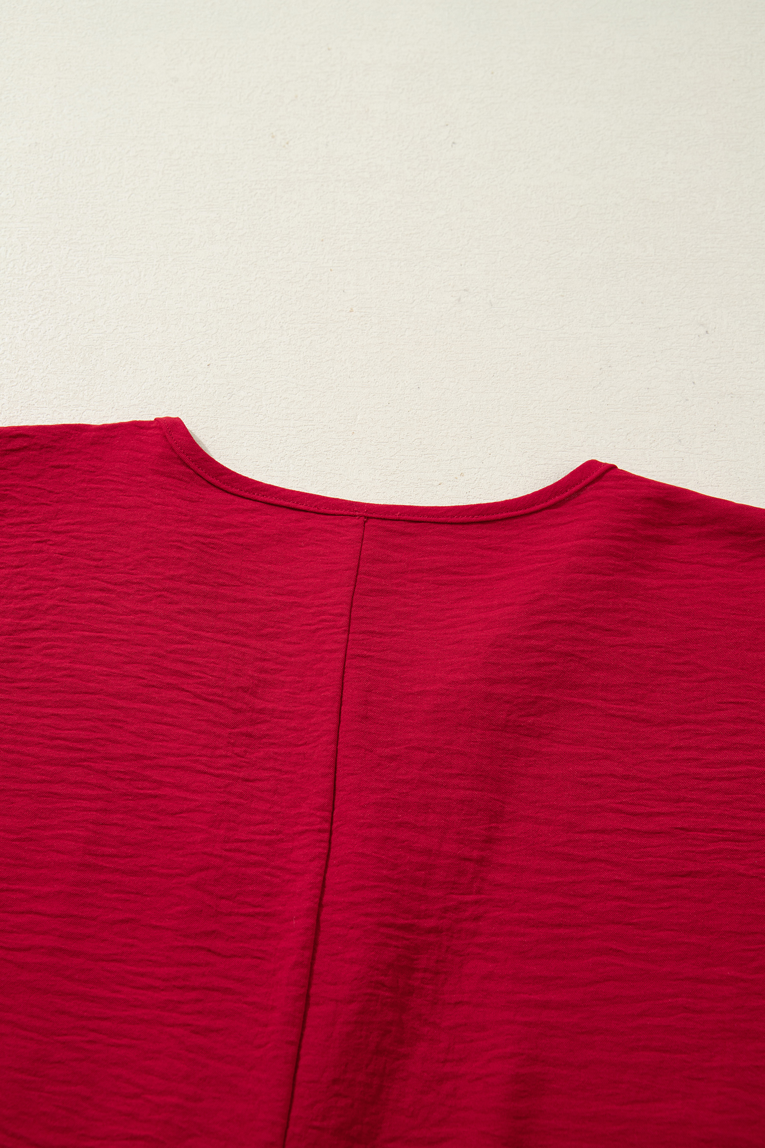 Racing Red Braided Trim V Neck Half Sleeve Blouse