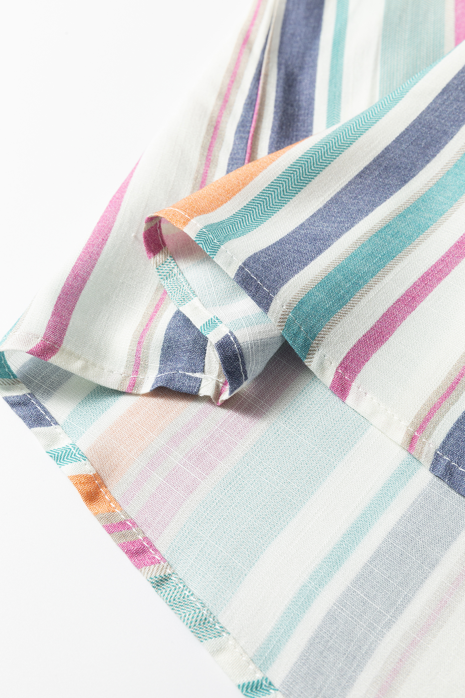 Light Blue Lace Hollow-out Insert Flutter Sleeve Striped Blouse