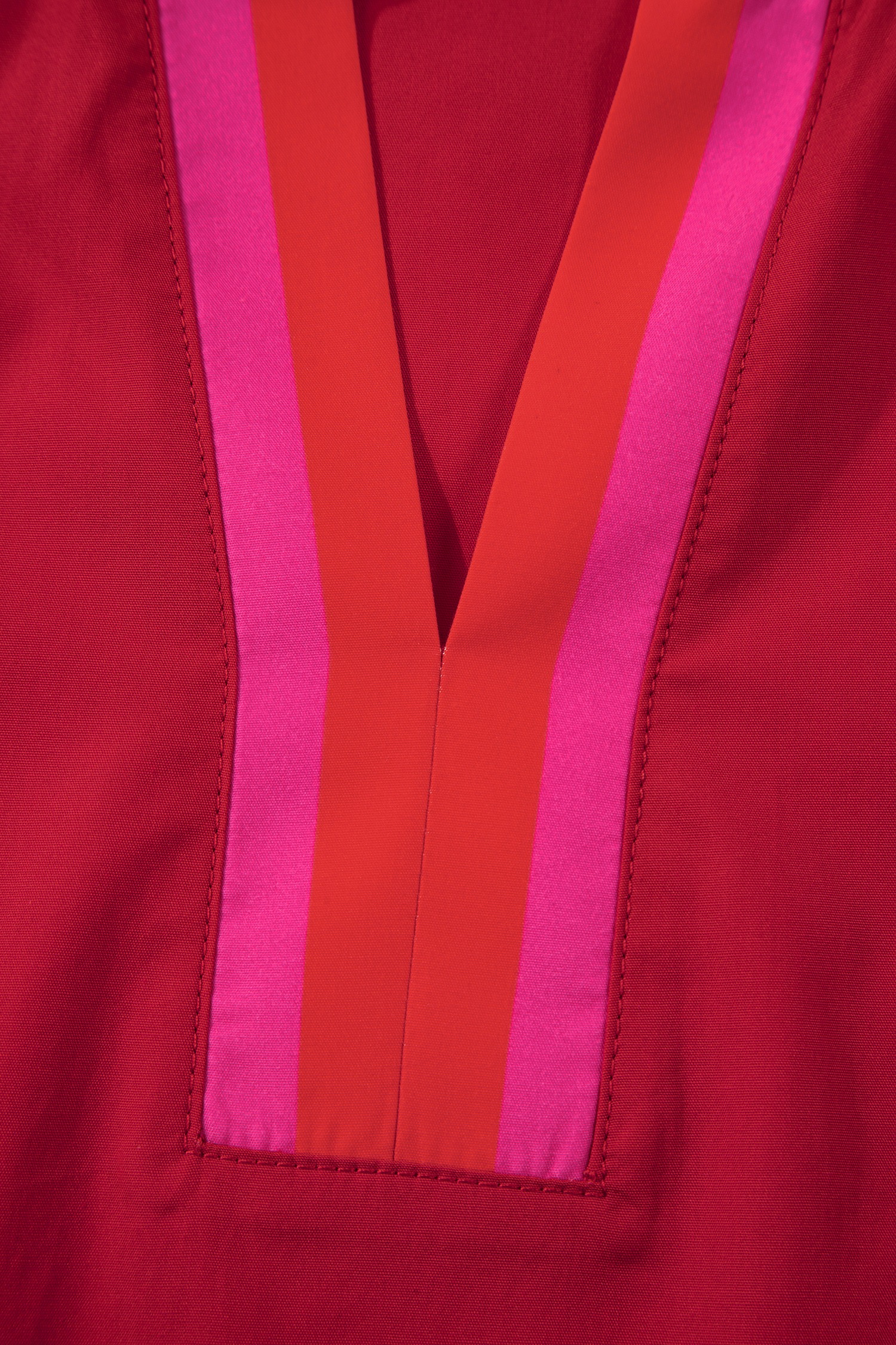 Four Leaf Clover Striped Trim Ruffle Split Neck Long Sleeve Blouse