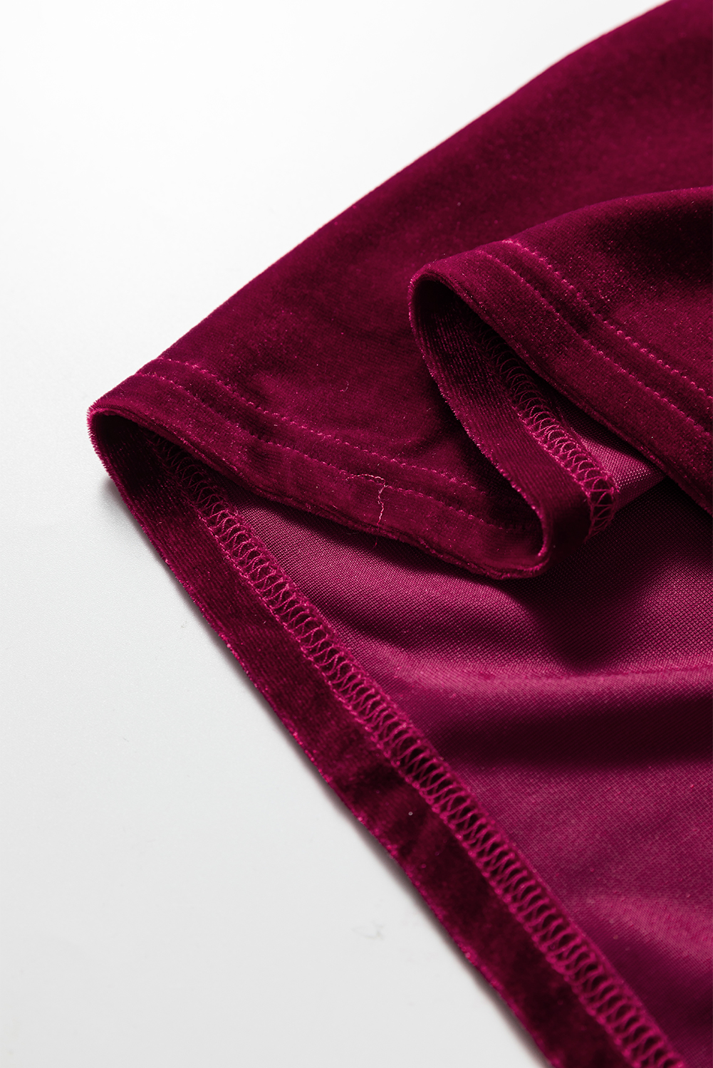 Burgundy 3/4 Sleeve Tunic Babydoll Velvet Shirt