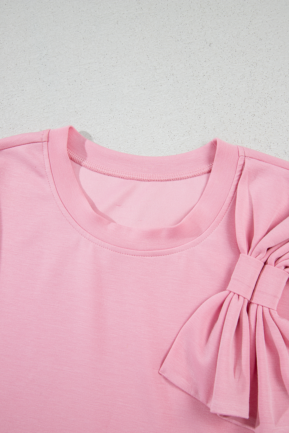 Pink Bow Applique Half Sleeve T-shirt