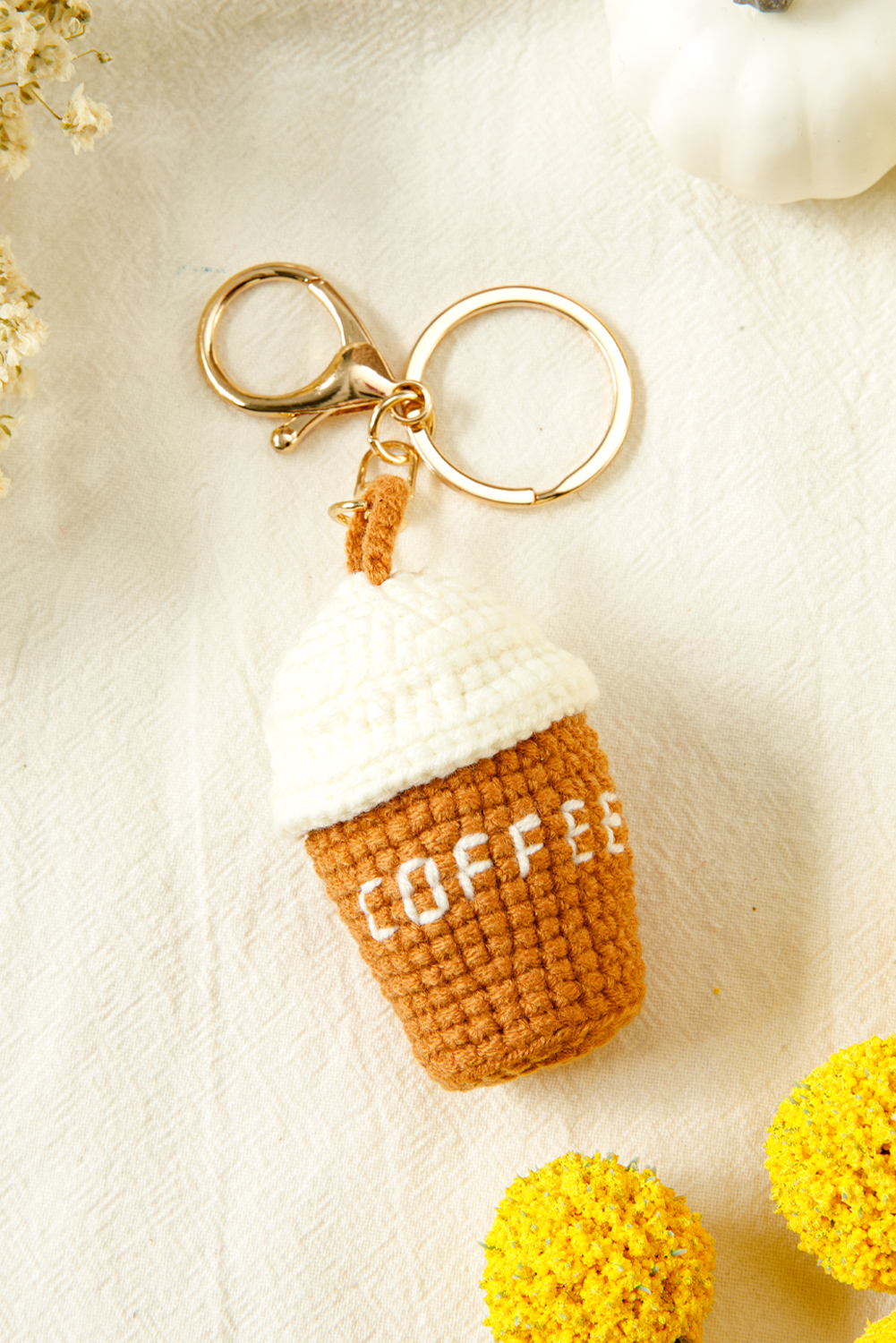 Thai Curry Crochet Coffee Pendent Keychain