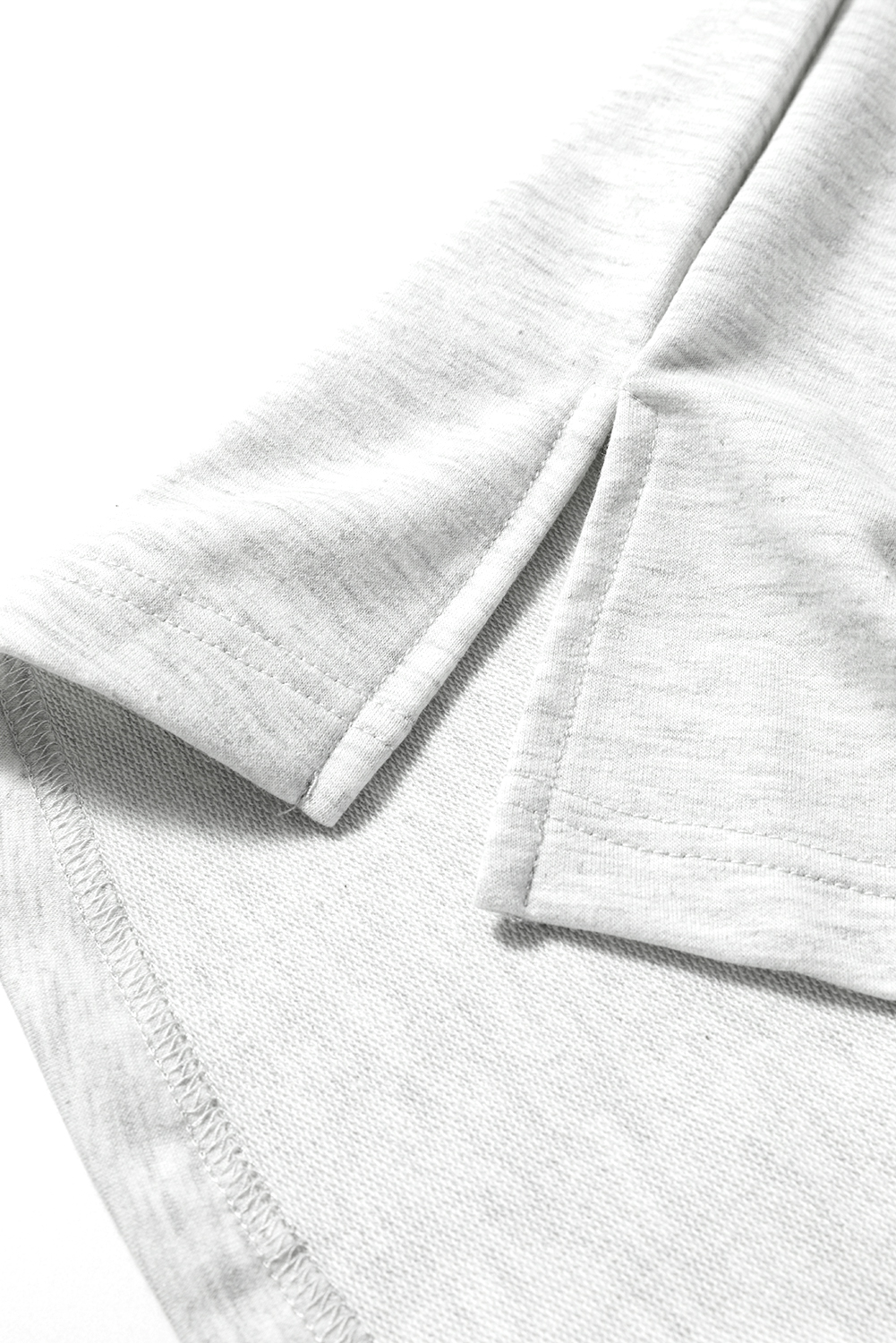 Dearlovers Light Grey Two Tone Contrast Waffle Knit Patched Buttoned V Neck Top