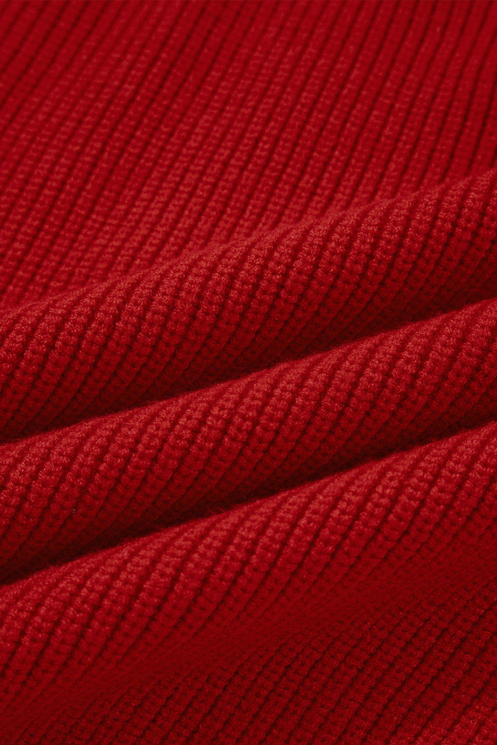 Racing Red Lantern Sleeve V Neck Knot Back Sweater