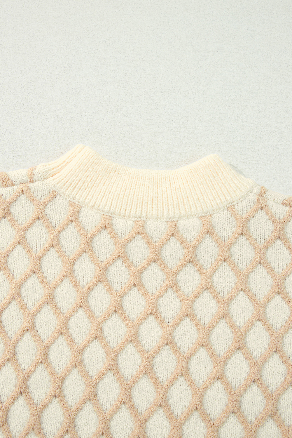 Oatmeal Diamond Knit Drop Shoulder Loose Sweater
