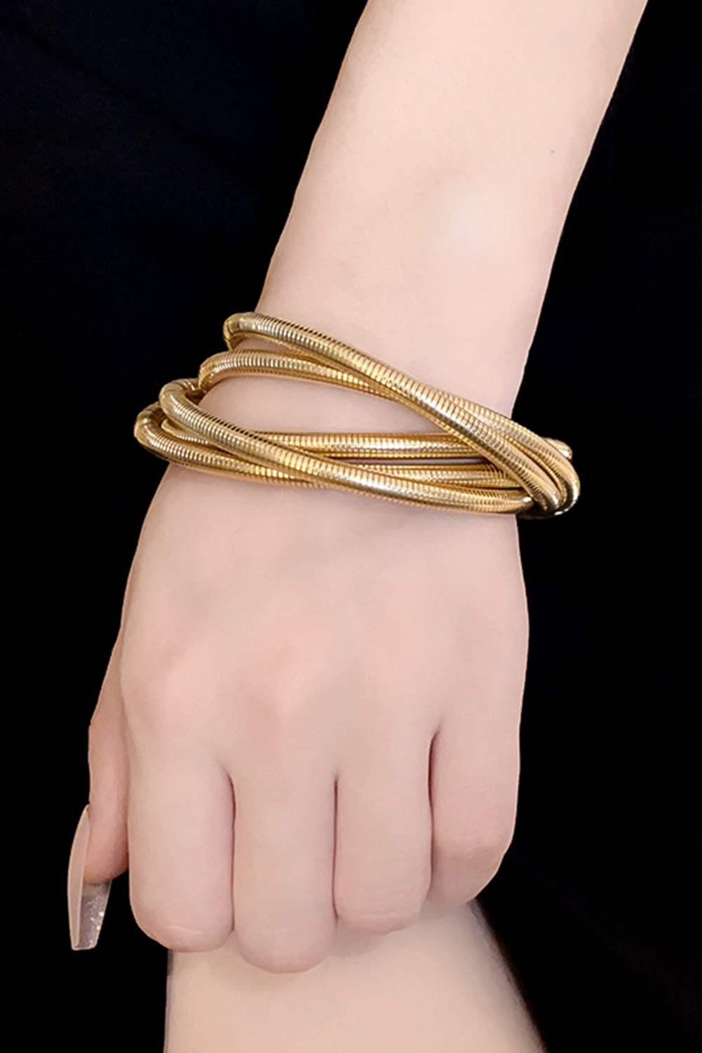 Gold Twist Stacked Exaggerated Alloy Bracelet