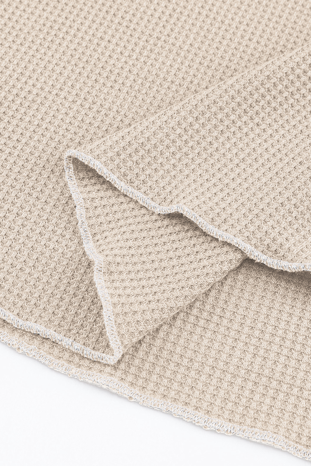 Smoke Gray Textured Round Neck Long Sleeve Top