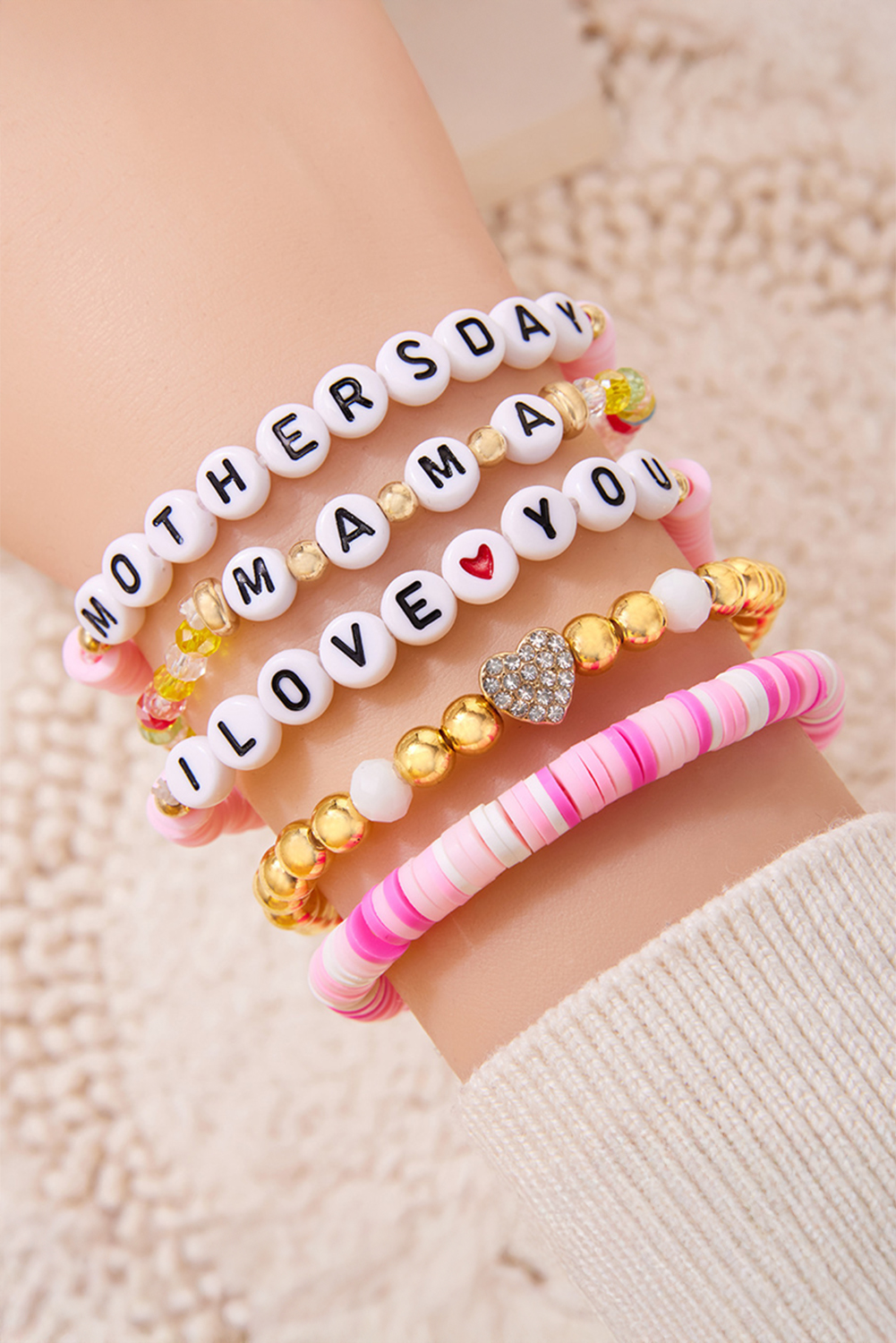 Bonbon Mothers Day Slogan Beaded Multi Layer Bracelet