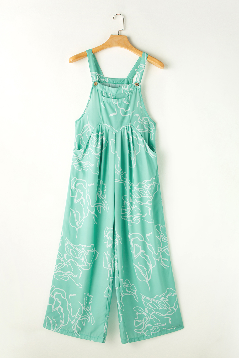 Moonlight Jade Printed Bib Wide Leg Overall