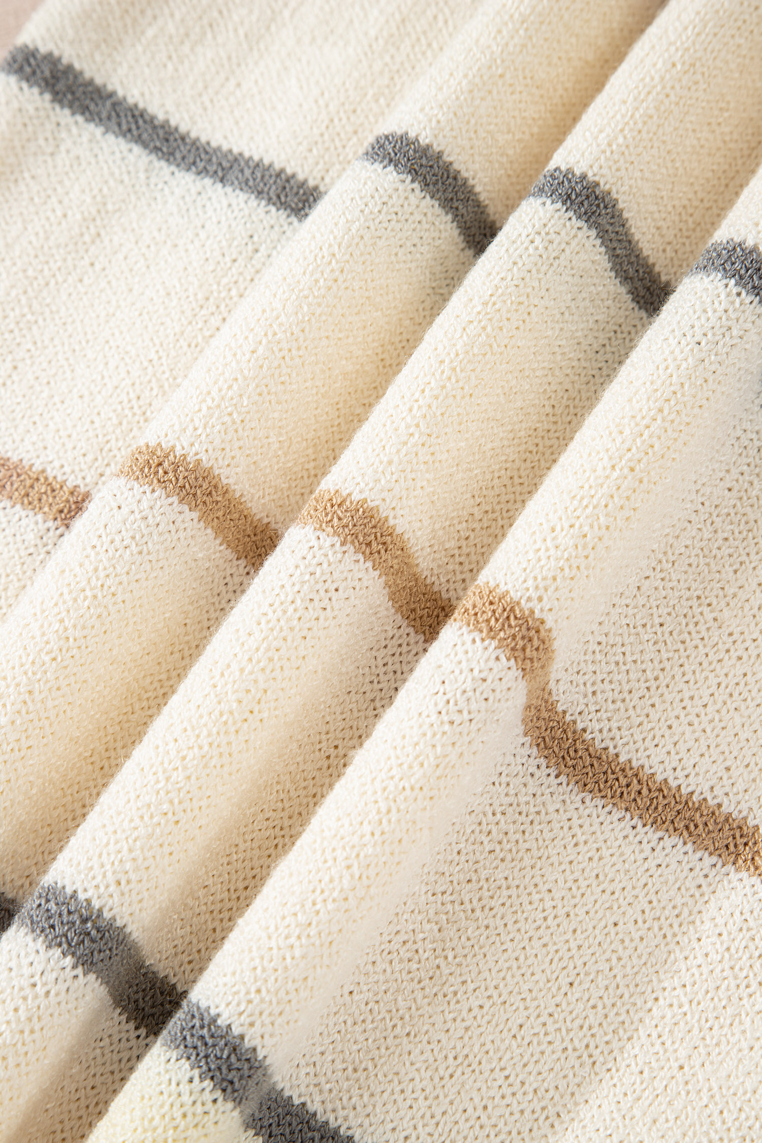 Multicolour Striped Buttoned Front V Neck Drop Shoulder Cardigan Sweater