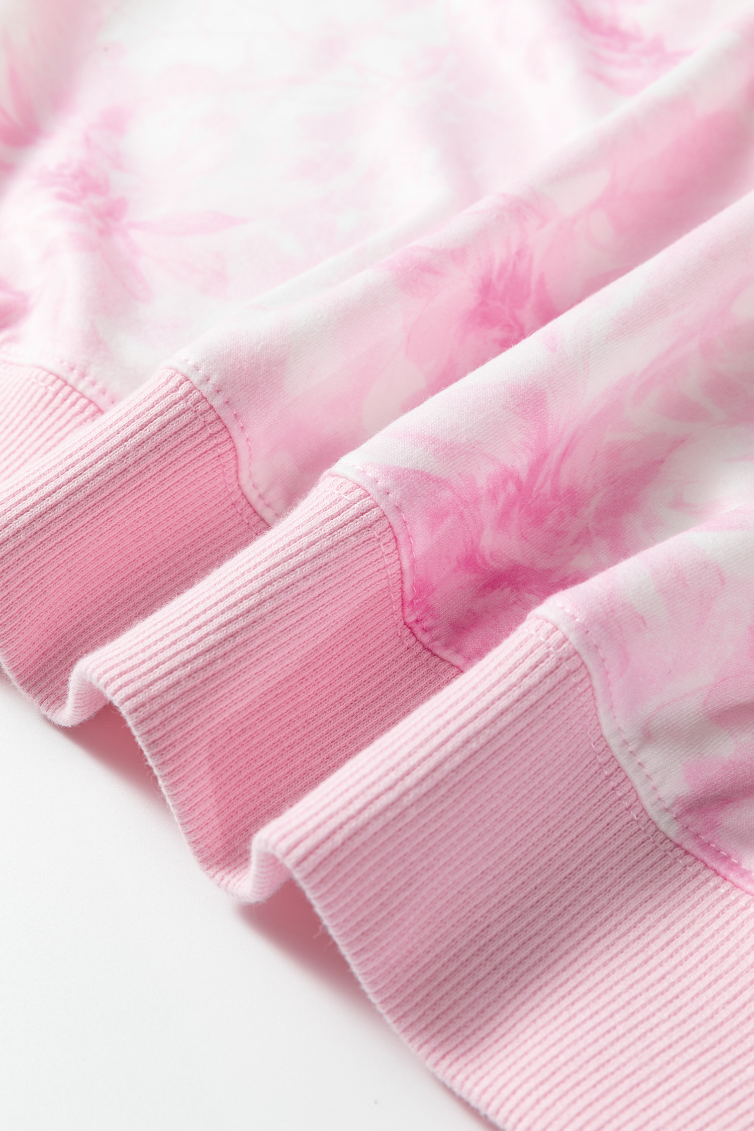 Pink Abstract Woodland Print Asymmetric Shoulder Long Sleeve Top