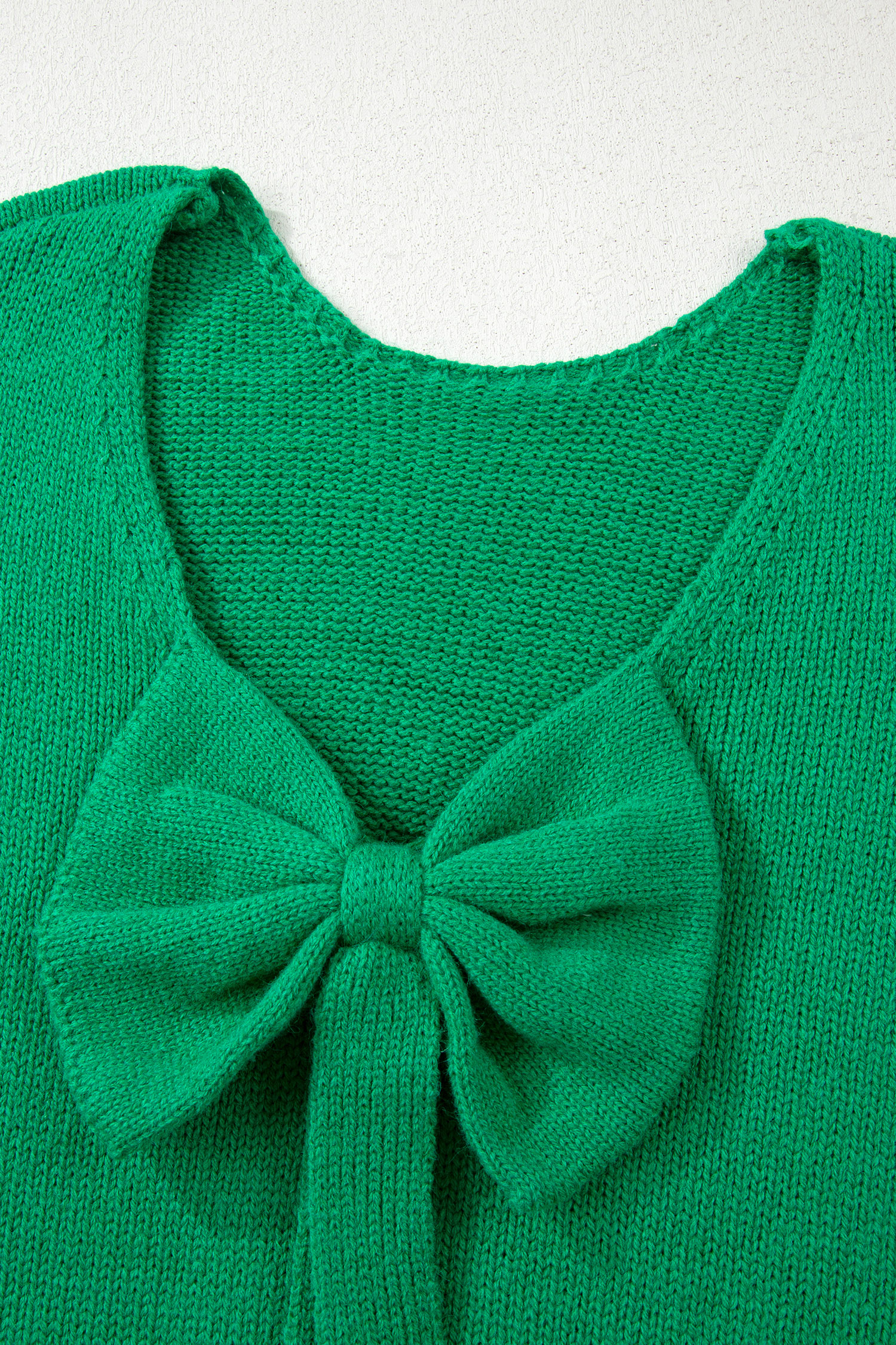 Bonbon Festive Bow Backless Bubble Sleeve Sweater