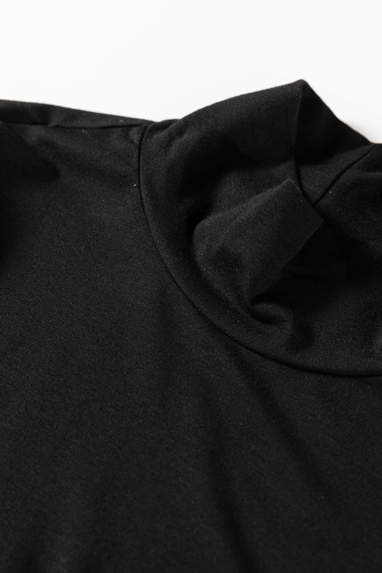 Black Slim Fit High Neck Long Sleeve Basic Top