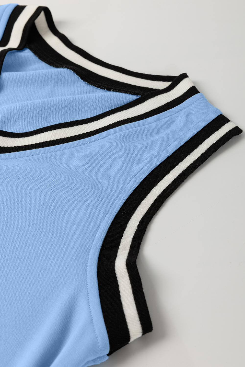 Mint Green Varsity Contrast Striped V Neck Long Sleeve T Shirt Dress with Pockets