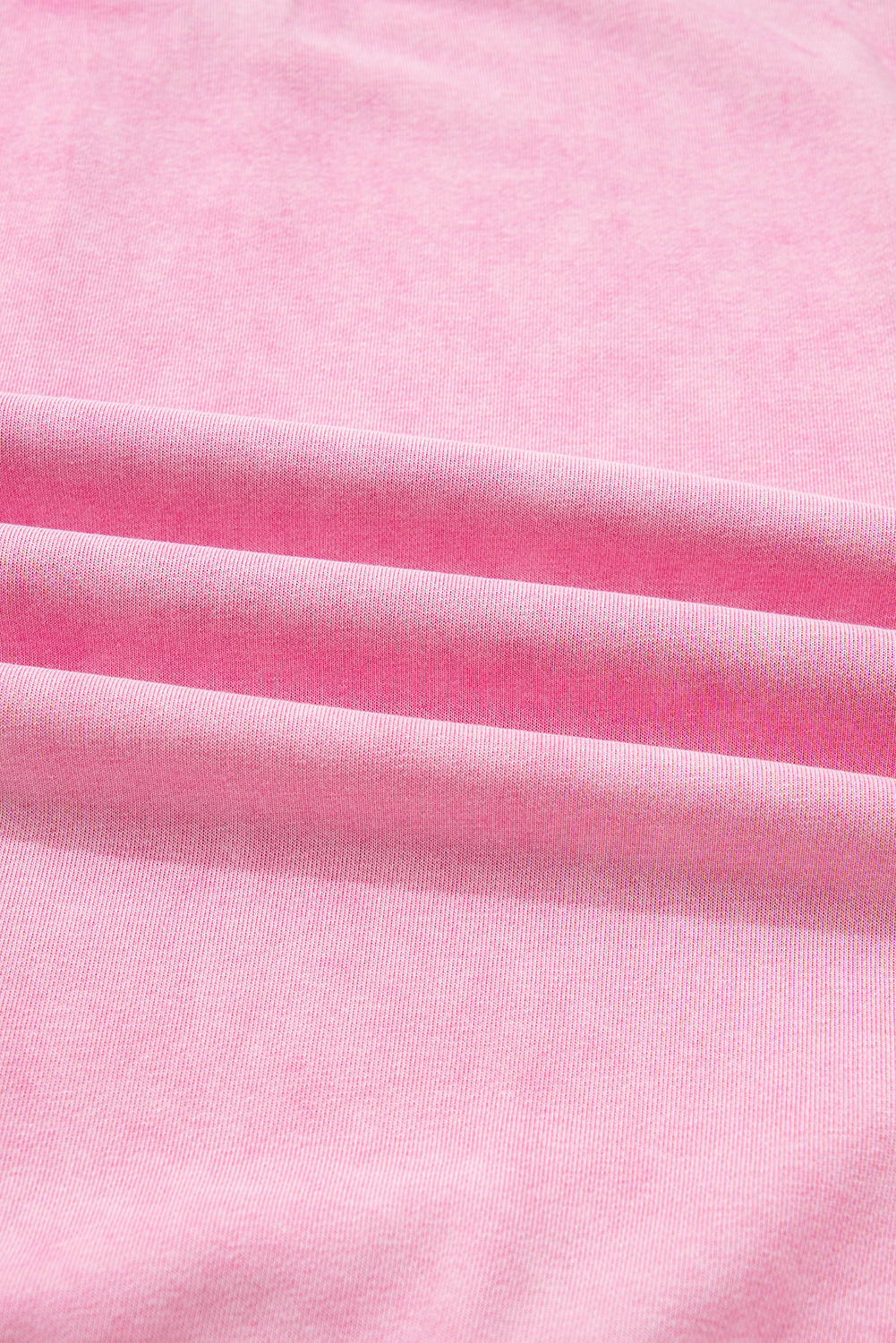 Bright Pink Mineral Wash Crossed Crew Neck Drop Shoulder Loose Sweatshirt